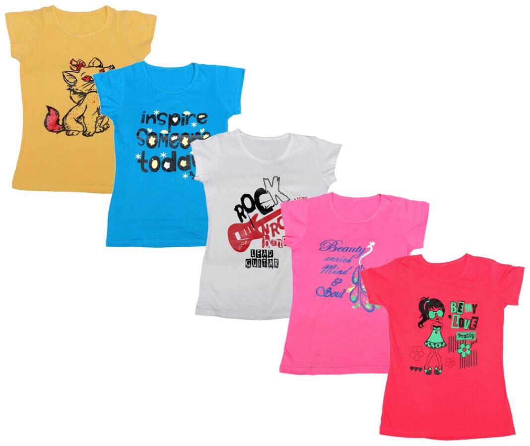 

Indiweaves Girl Cotton Printed T shirt - Multi