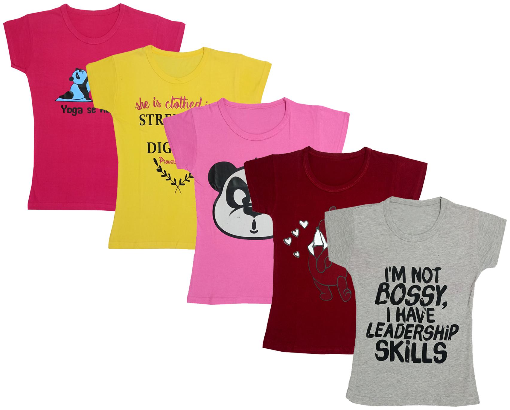 

Indiweaves Girl Cotton Printed T shirt - Multi