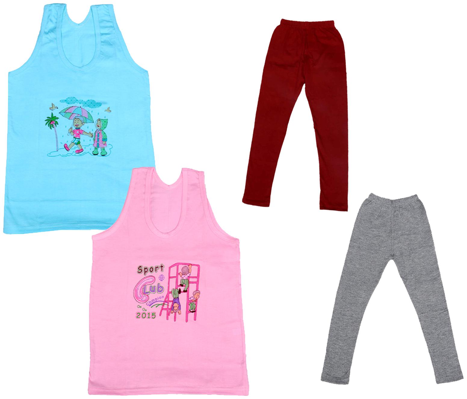 

Indiweaves Girl Cotton Top Bottom Set - Multi