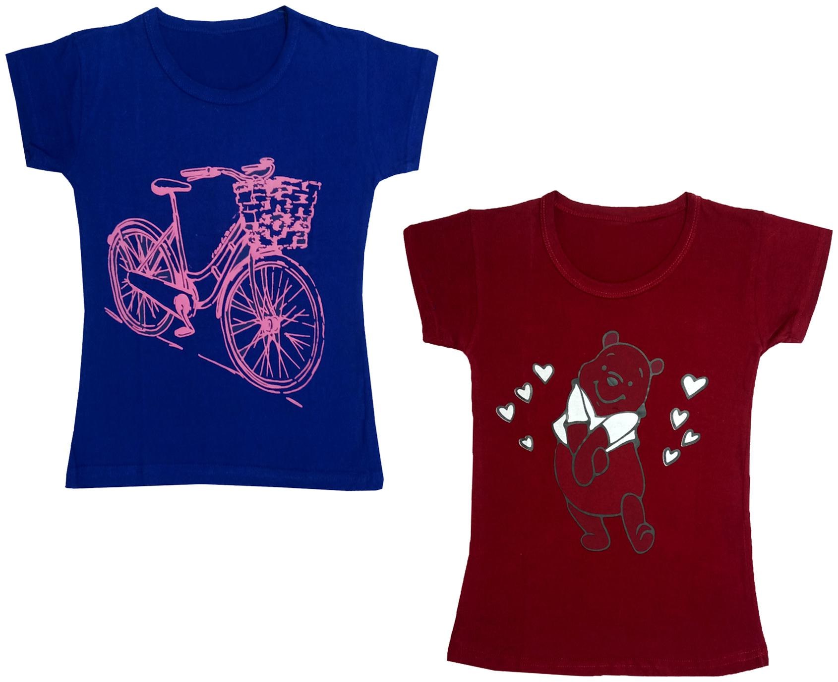 

Indiweaves Girl Cotton Printed T shirt - Multi