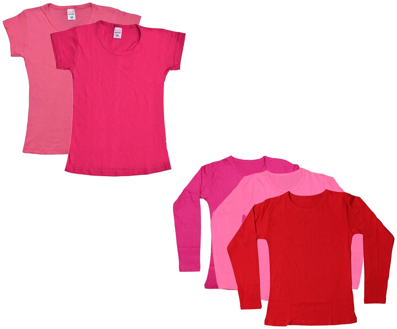 

Indiweaves Girl Cotton Solid T shirt - Multi