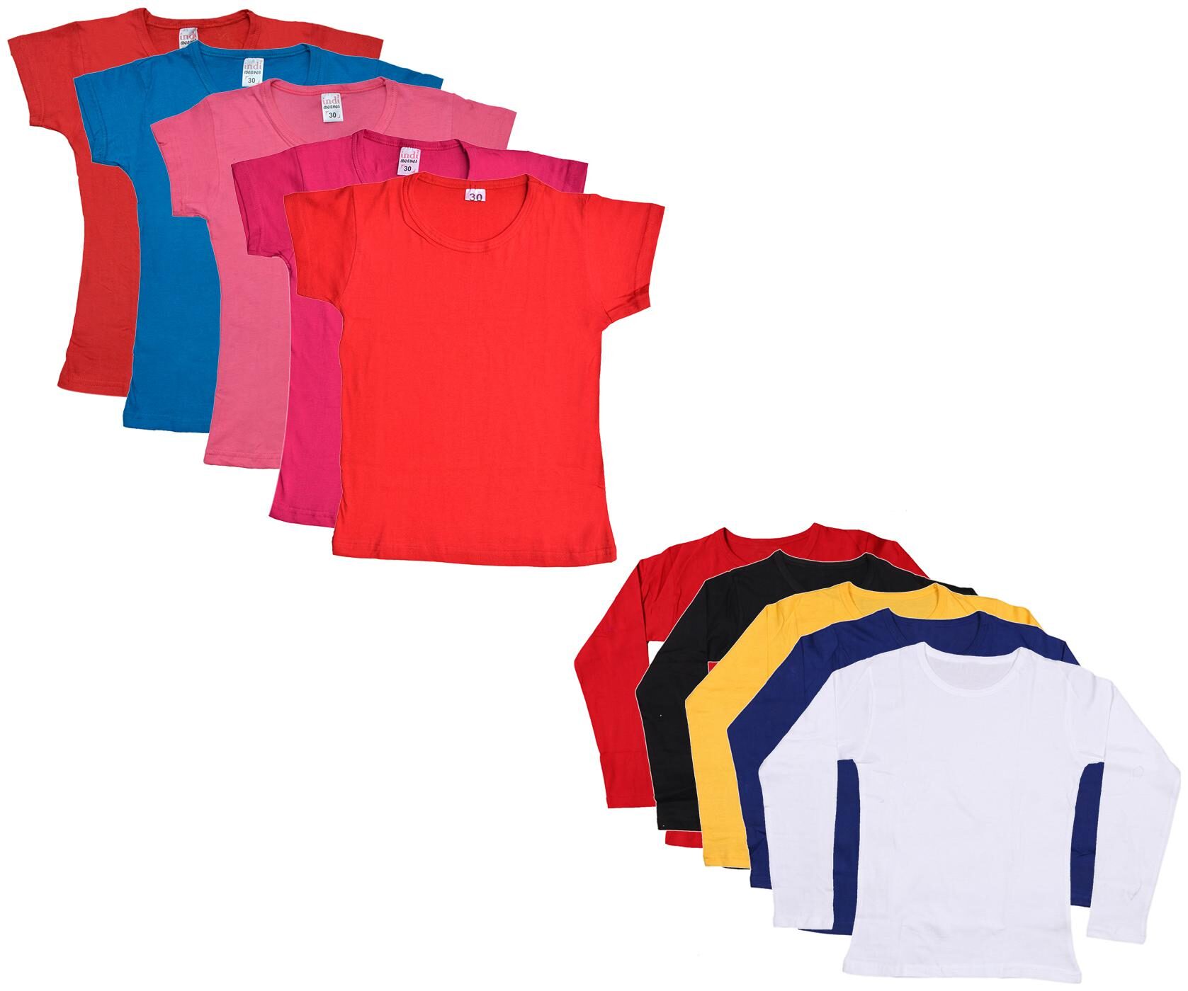 

Indiweaves Girl Cotton Solid T shirt - Multi