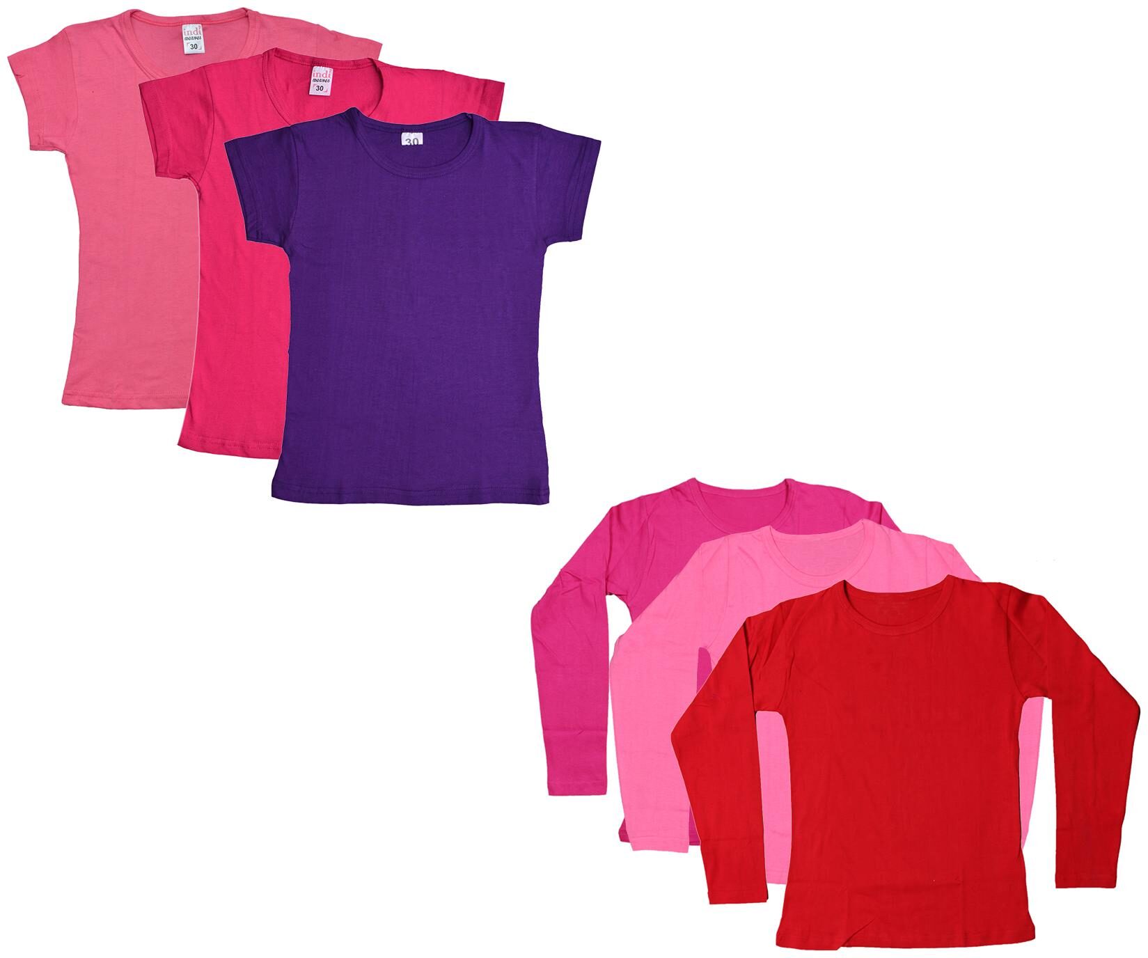 

Indiweaves Girl Cotton Solid T shirt - Multi