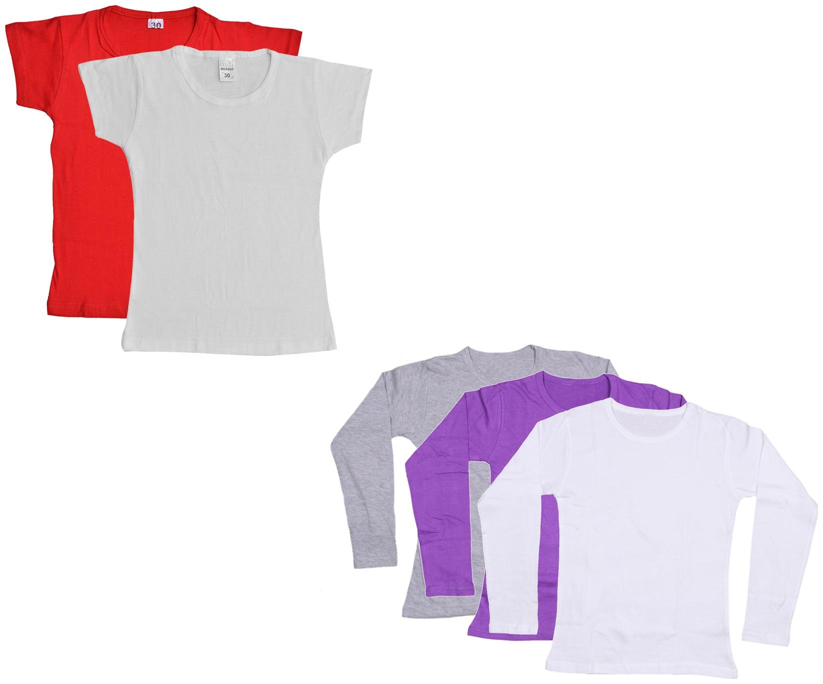 

Indiweaves Girl Cotton Solid T shirt - Multi