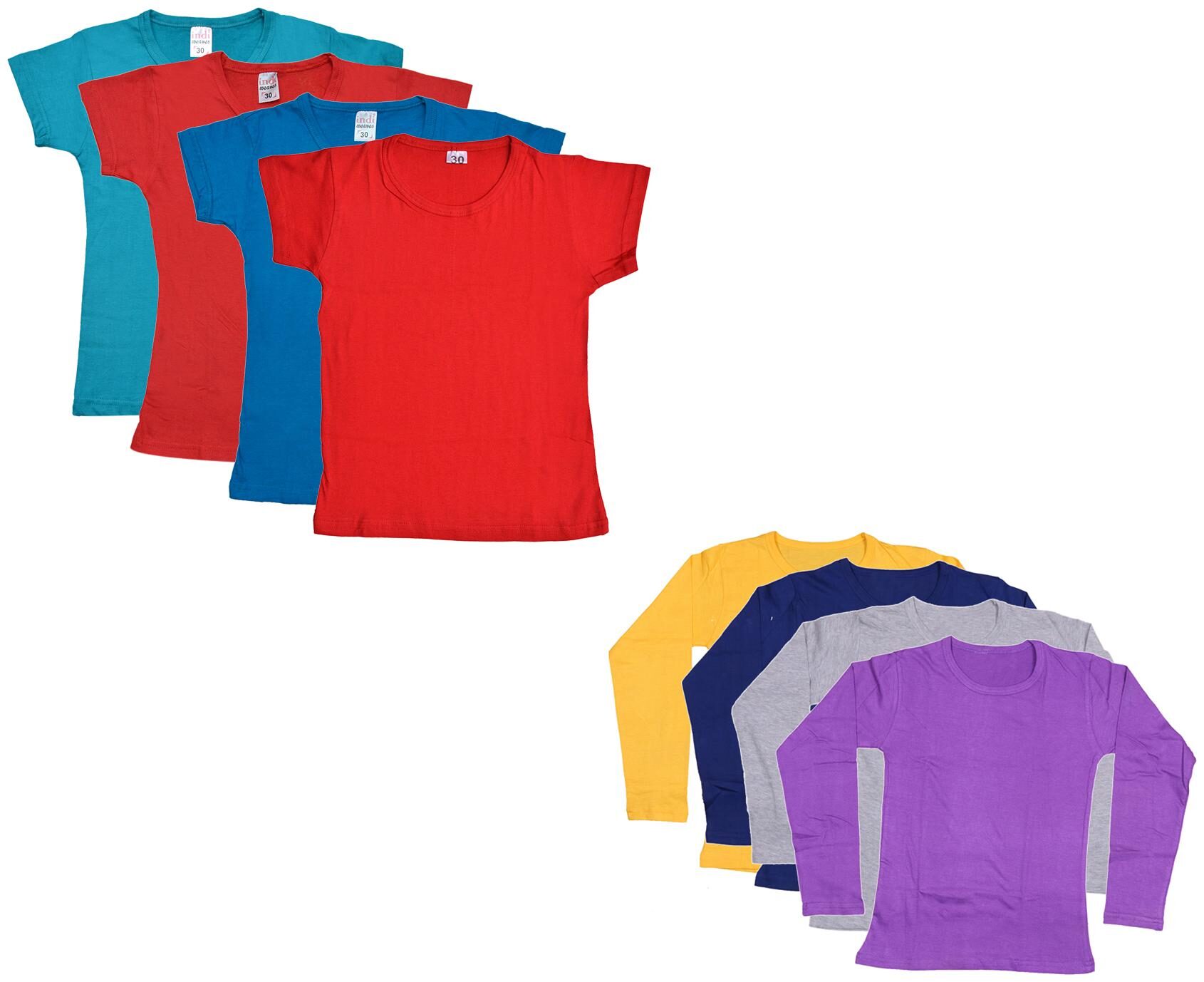 

Indiweaves Girl Cotton Solid T shirt - Multi