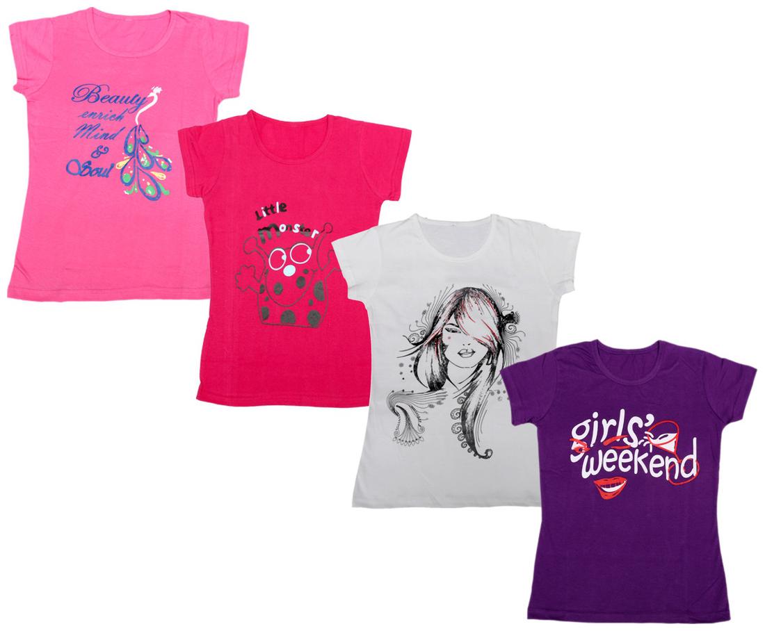 

Indiweaves Girl Cotton Printed T shirt - Multi