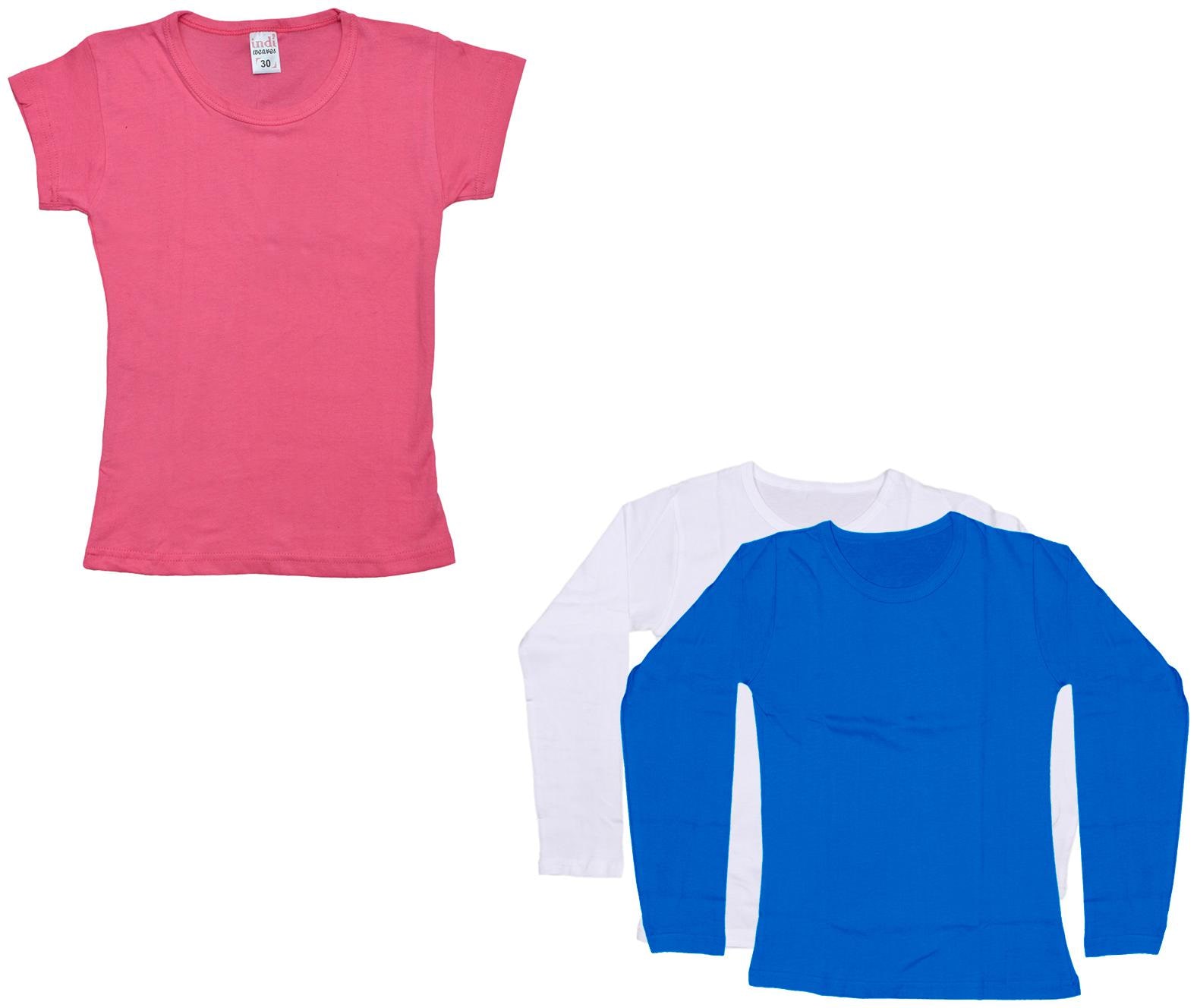 

Indiweaves Girl Cotton Solid T shirt - Multi
