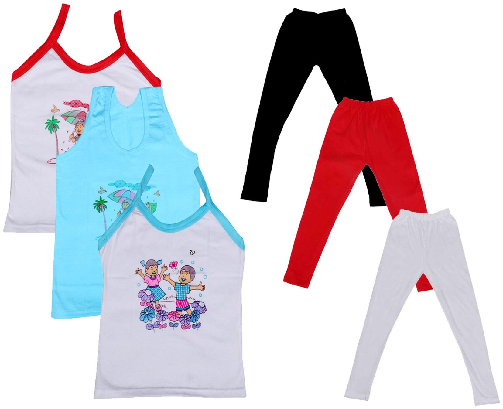 

Indiweaves Girl Cotton Top Bottom Set - Multi