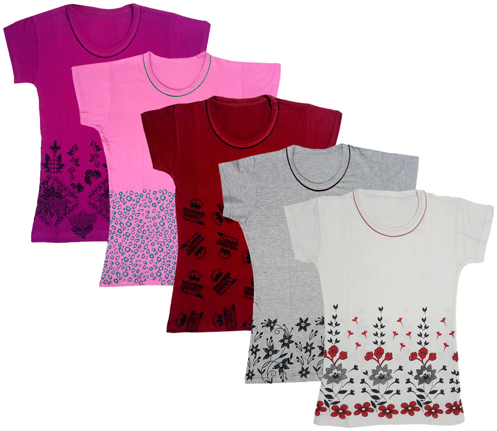 

Indiweaves Girl Cotton Printed T shirt - Multi