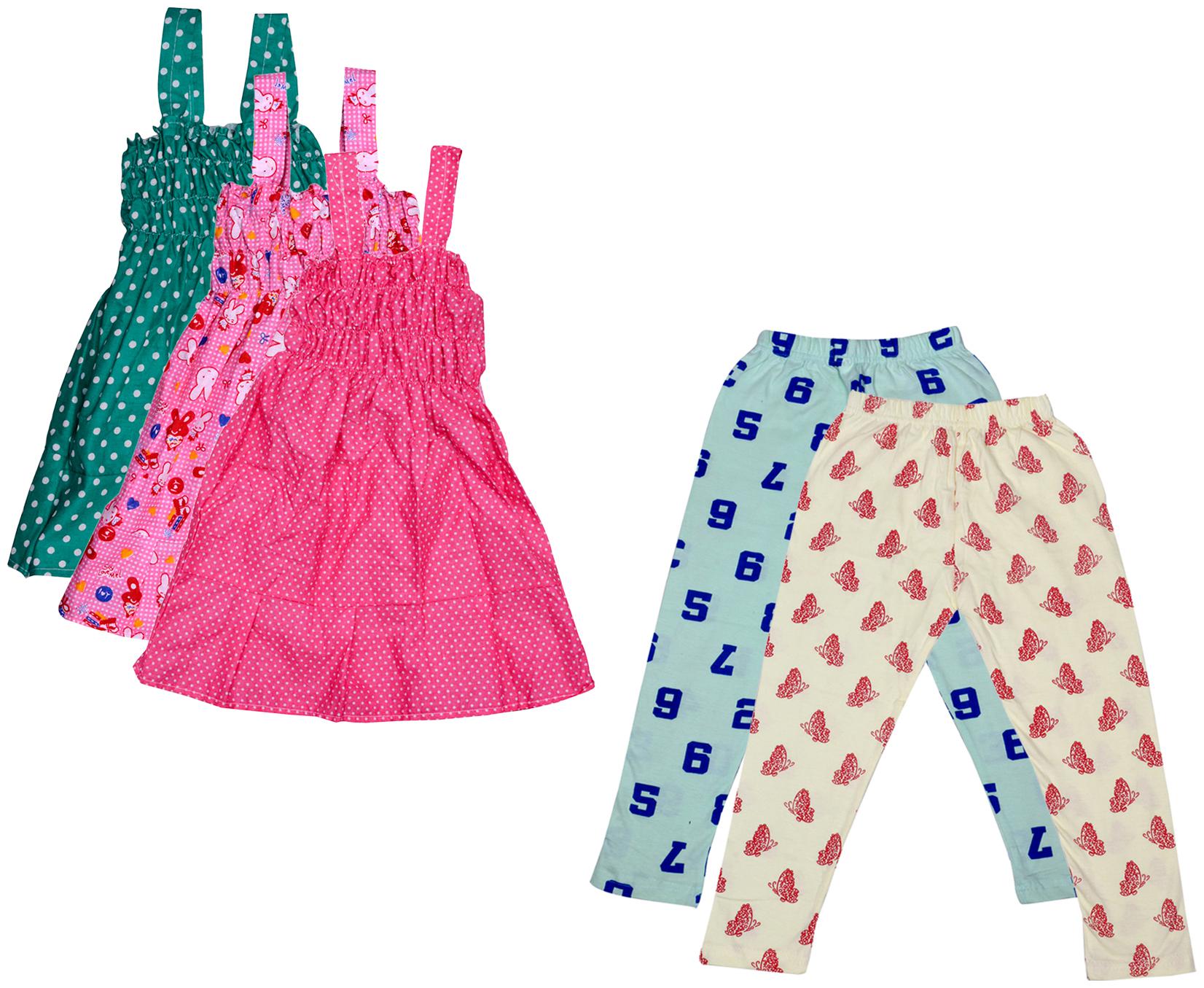 

Indiweaves Girl Cotton Top Bottom Set - Multi