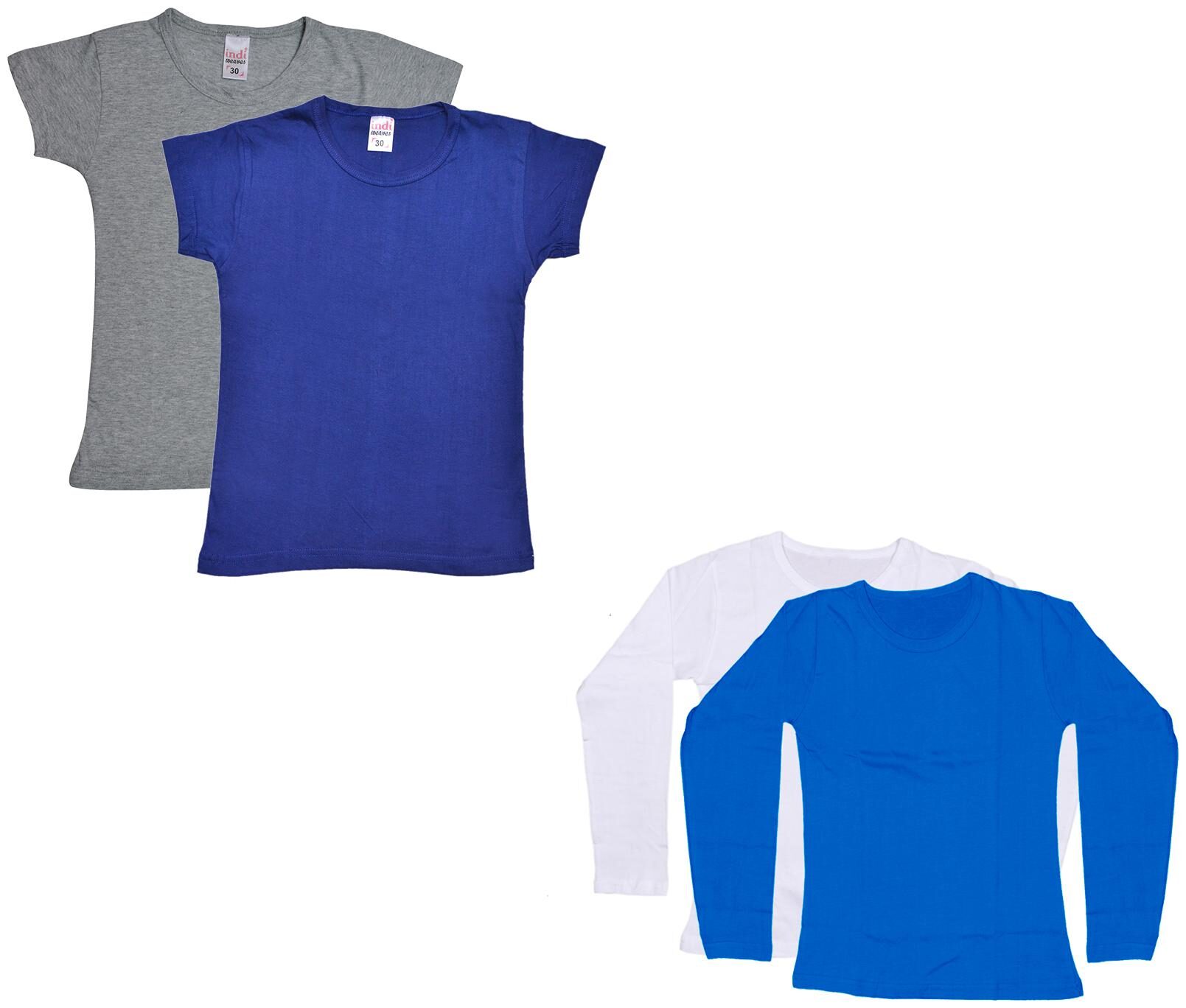 

Indiweaves Girl Cotton Solid T shirt - Multi