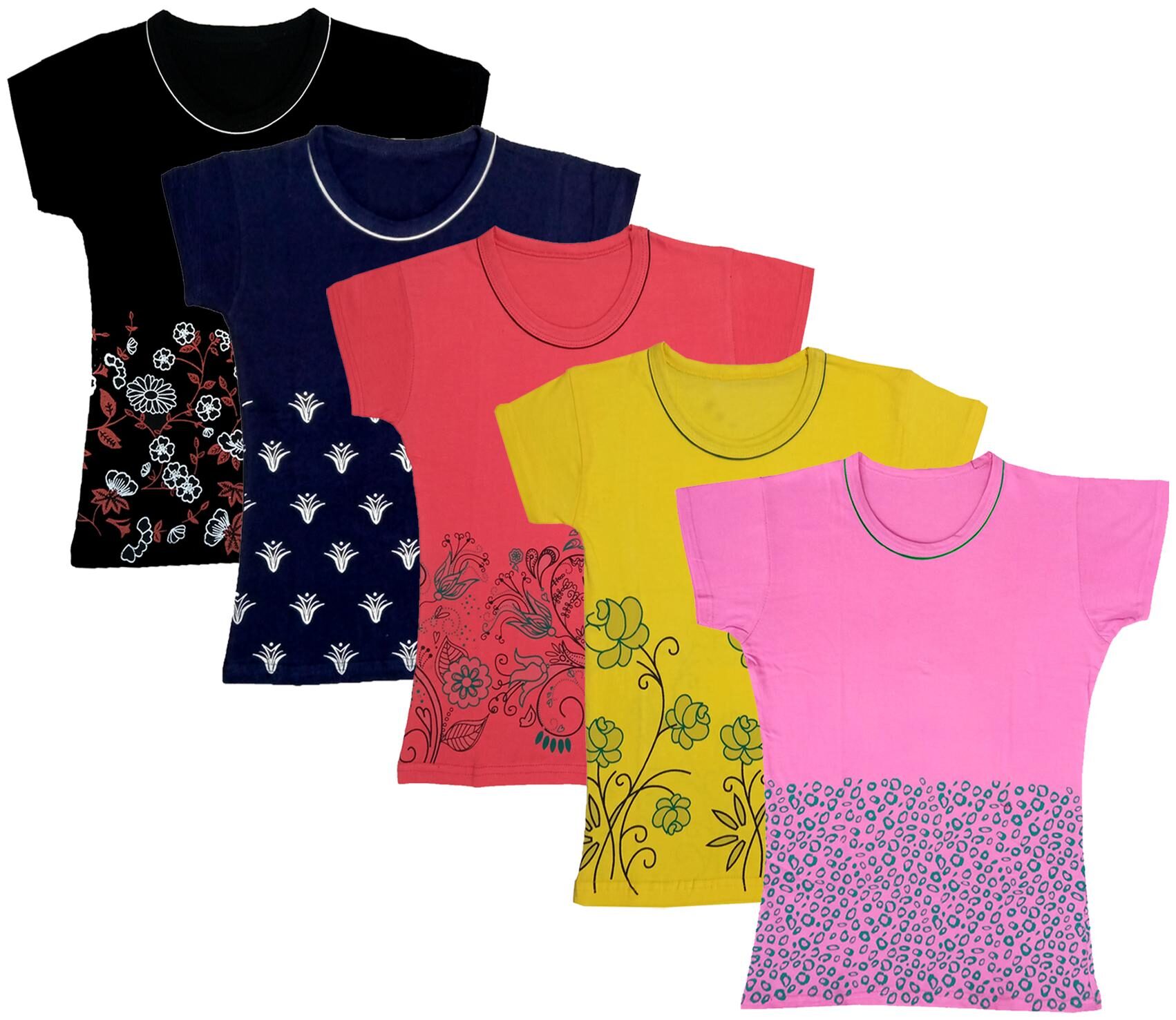 

Indiweaves Girl Cotton Printed T shirt - Multi