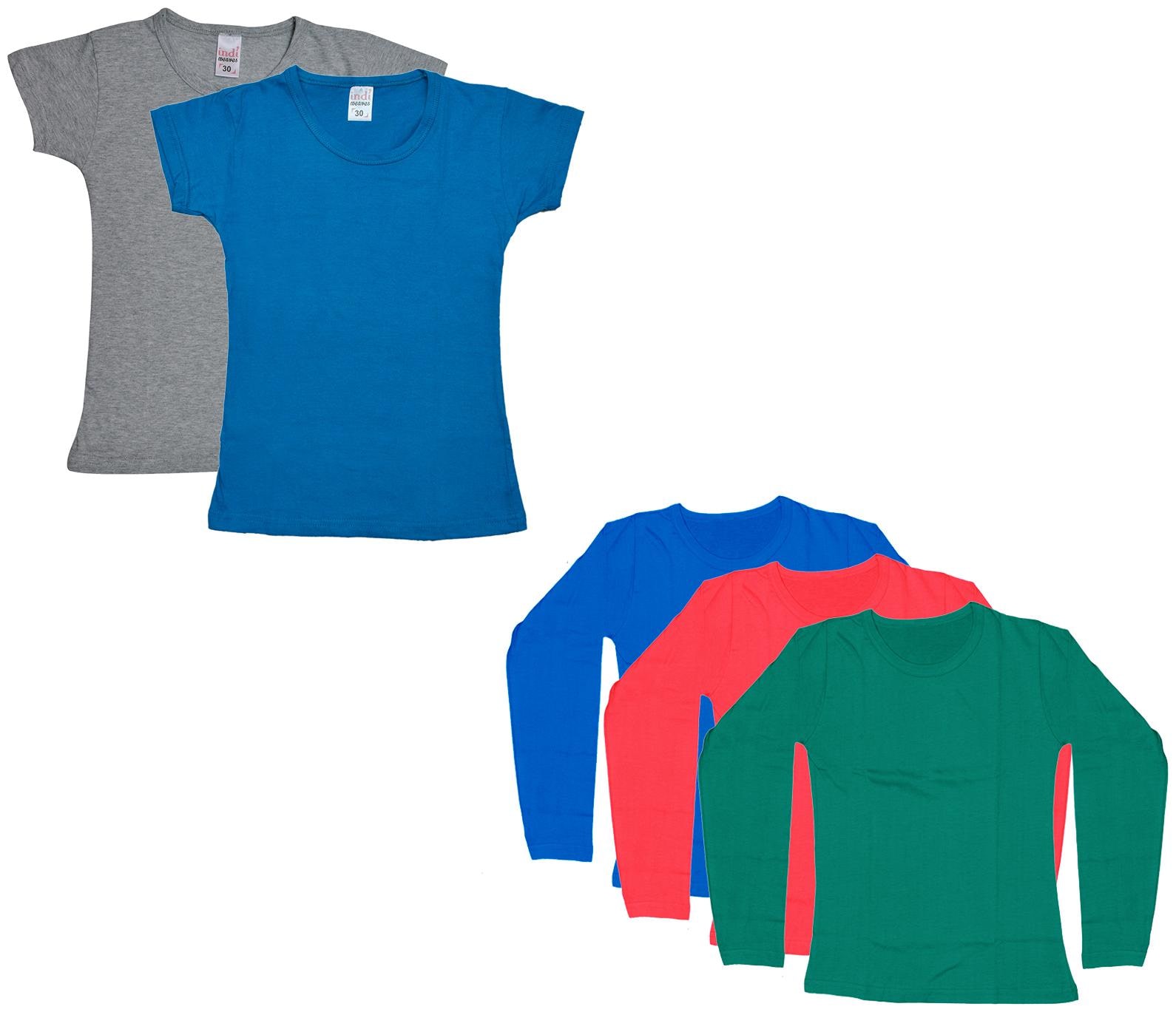 

Indiweaves Girl Cotton Solid T shirt - Multi