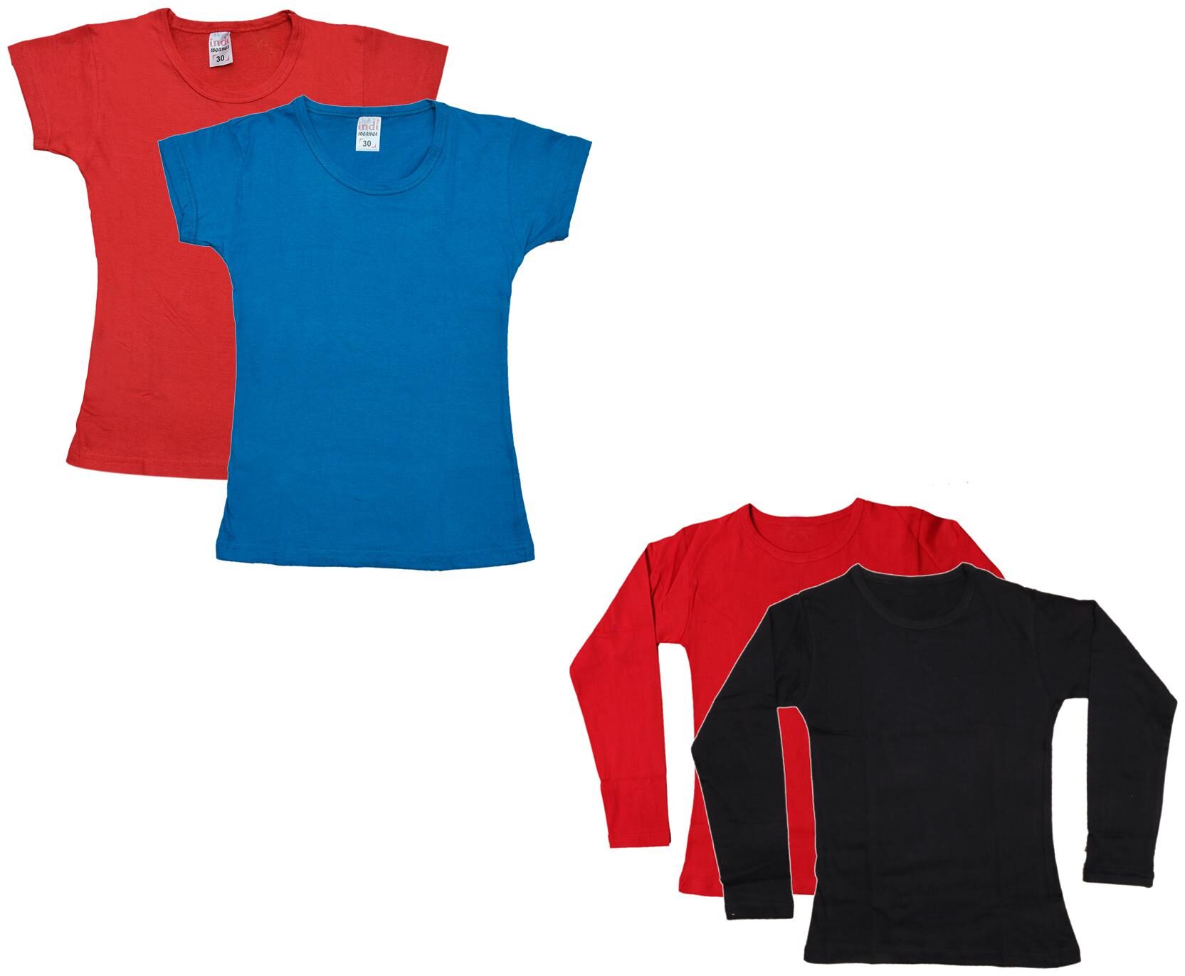 

Indiweaves Girl Cotton Solid T shirt - Multi