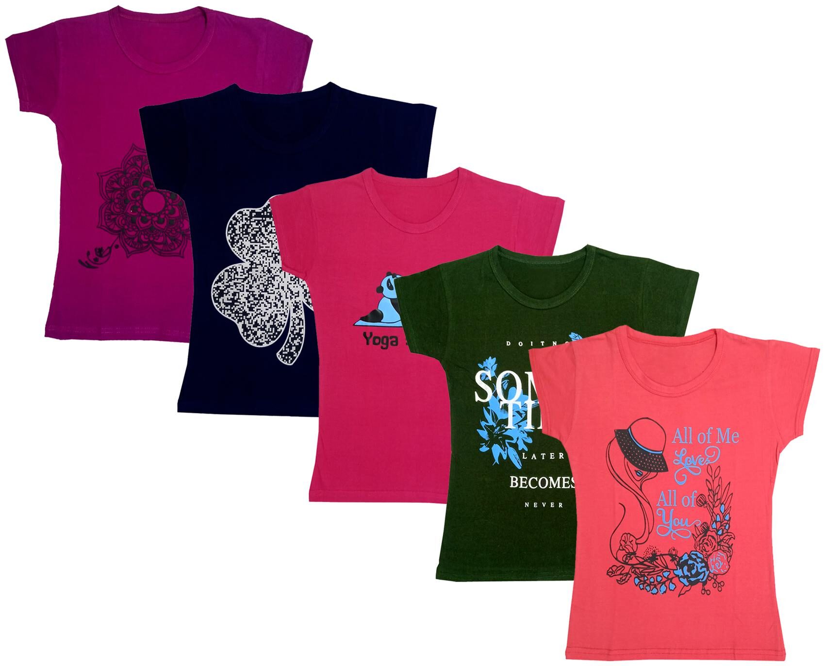 

Indiweaves Girl Cotton Printed T shirt - Multi