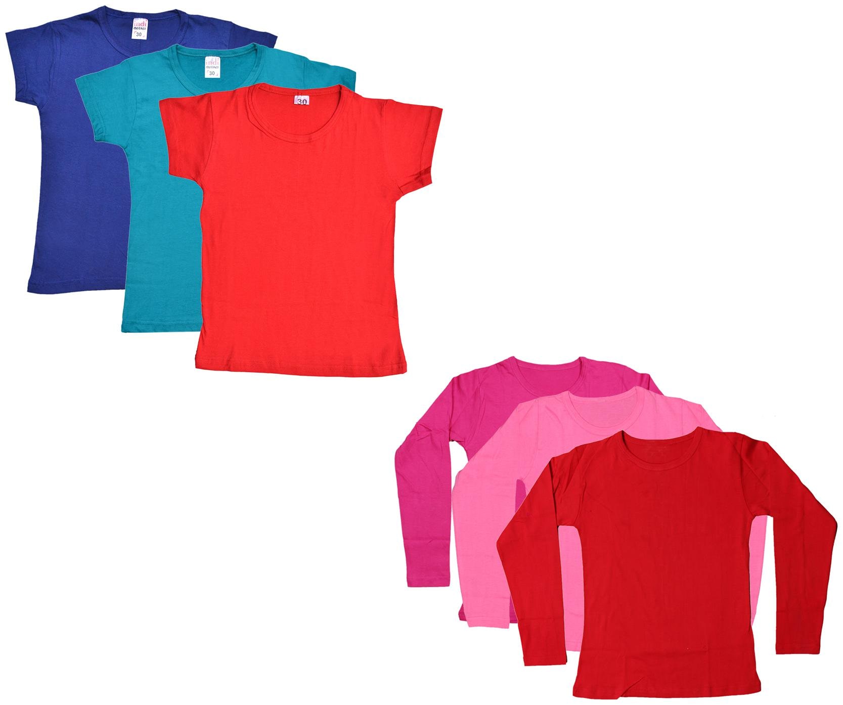 

Indiweaves Girl Cotton Solid T shirt - Multi