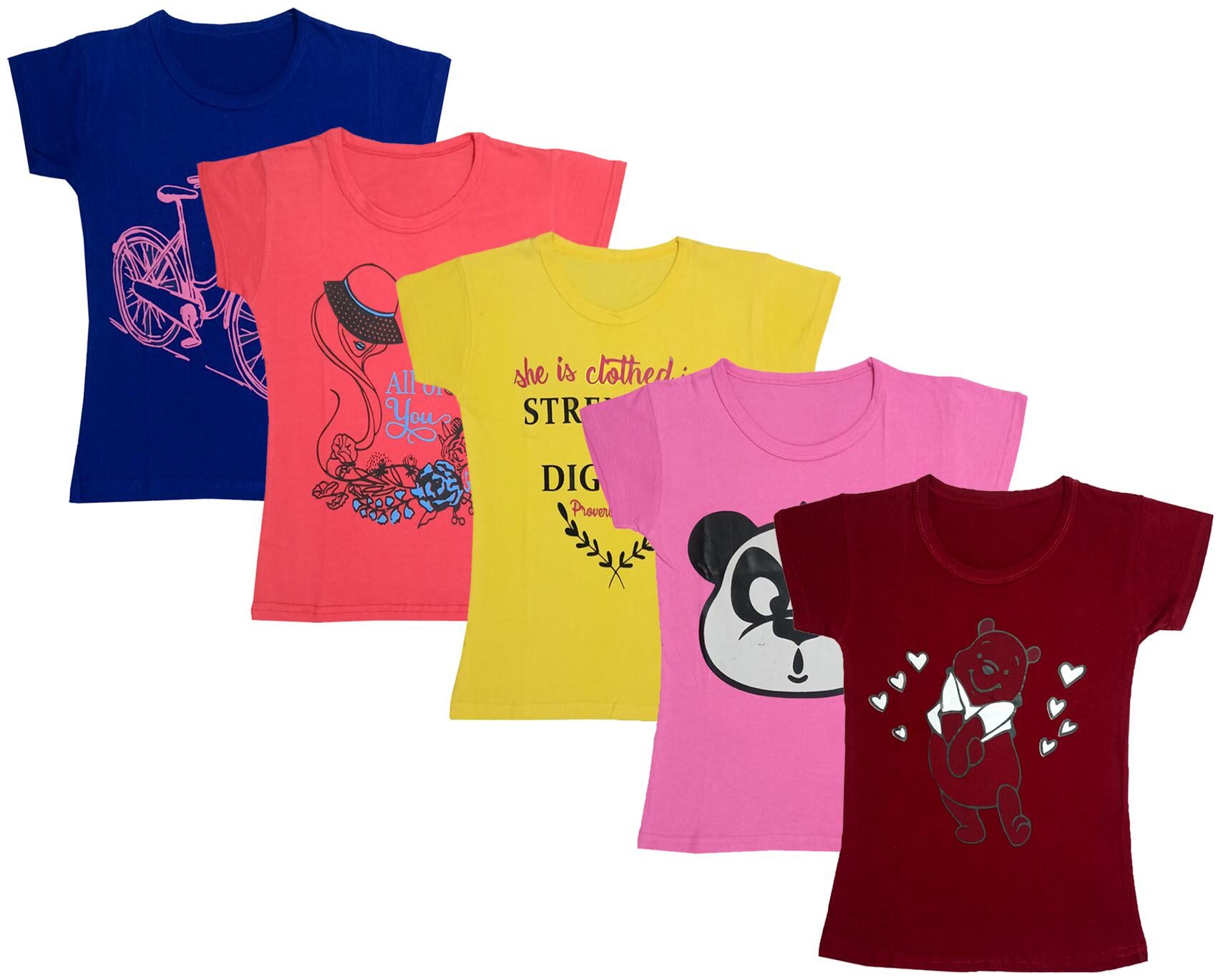 

Indiweaves Girl Cotton Printed T shirt - Multi