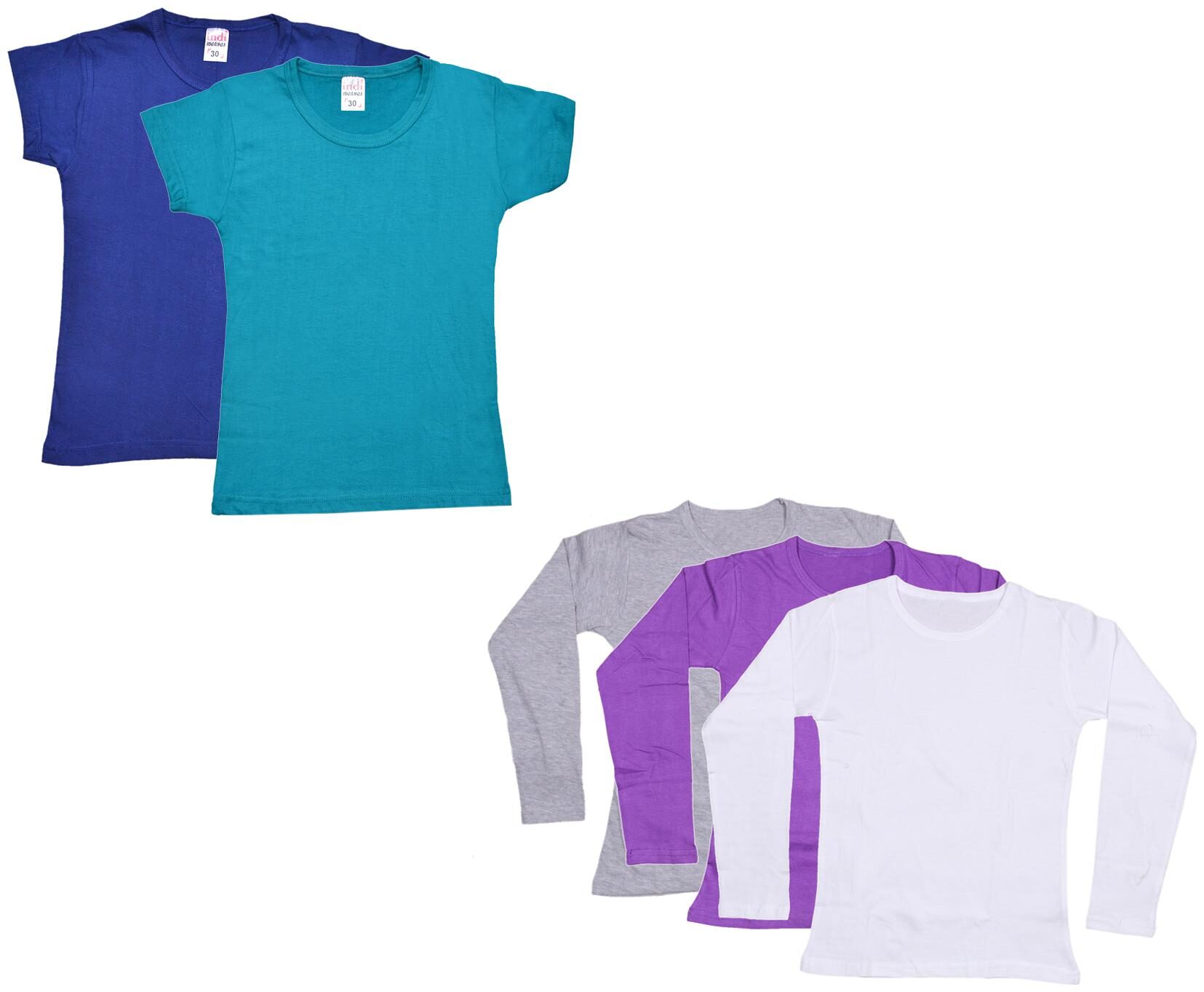 

Indiweaves Girl Cotton Solid T shirt - Multi
