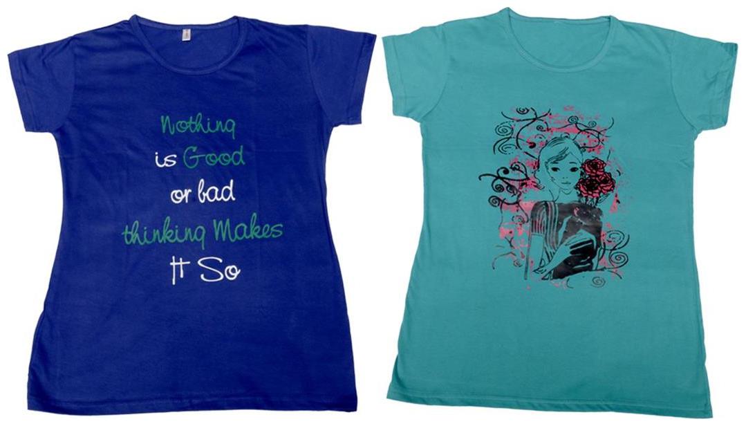 

Indiweaves Girl Cotton Solid T shirt - Multi