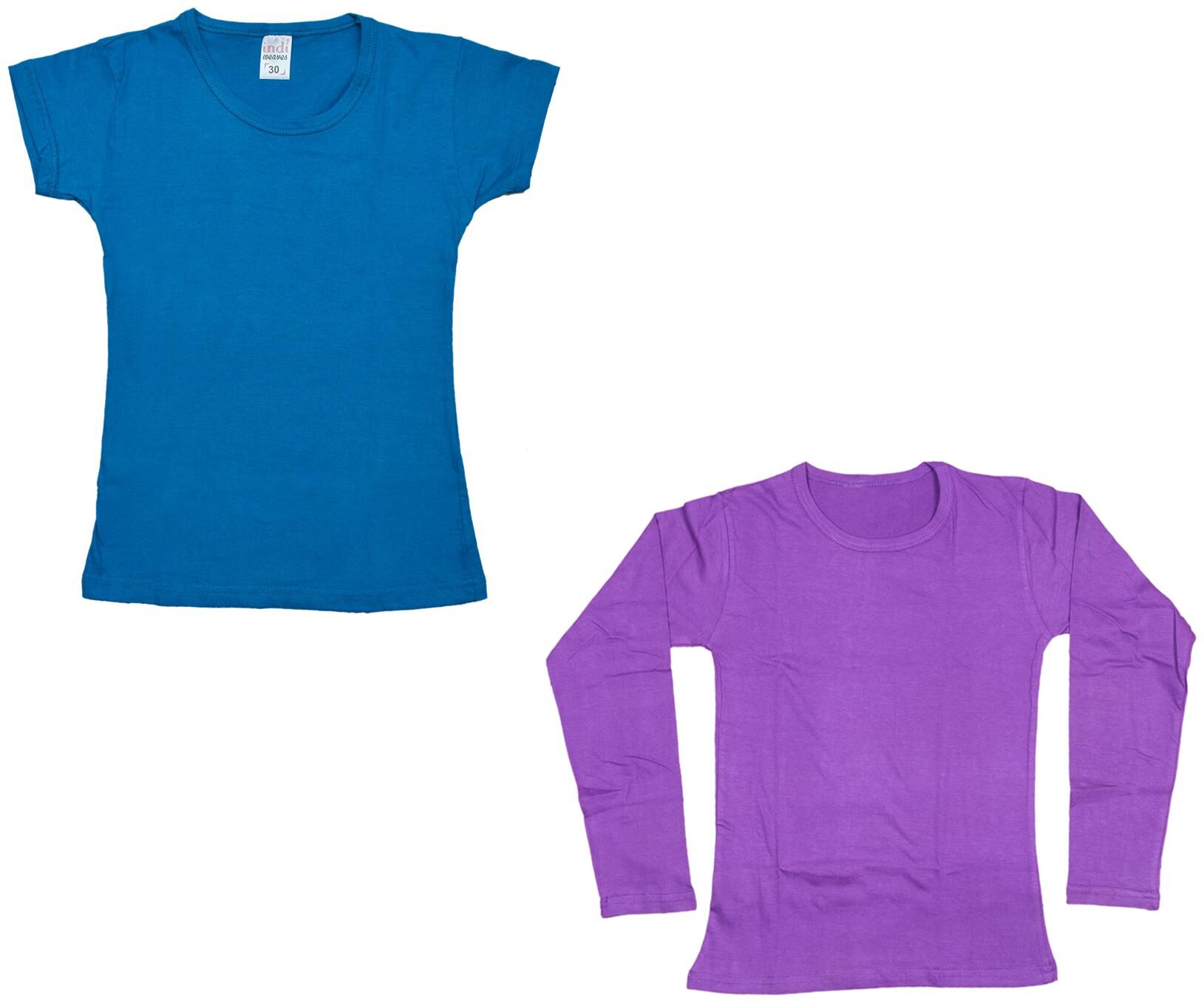 

Indiweaves Girl Cotton Solid T shirt - Multi