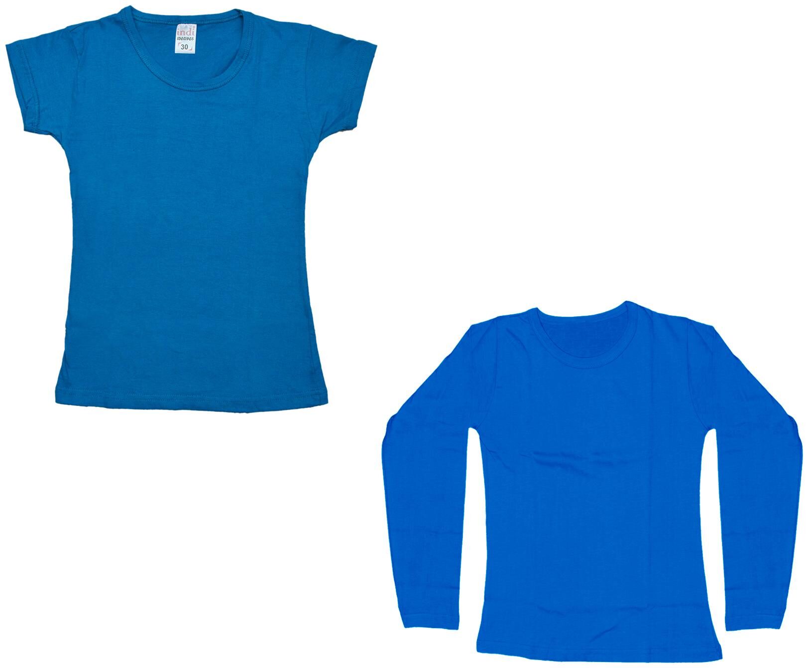 

Indiweaves Girl Cotton Solid T shirt - Multi
