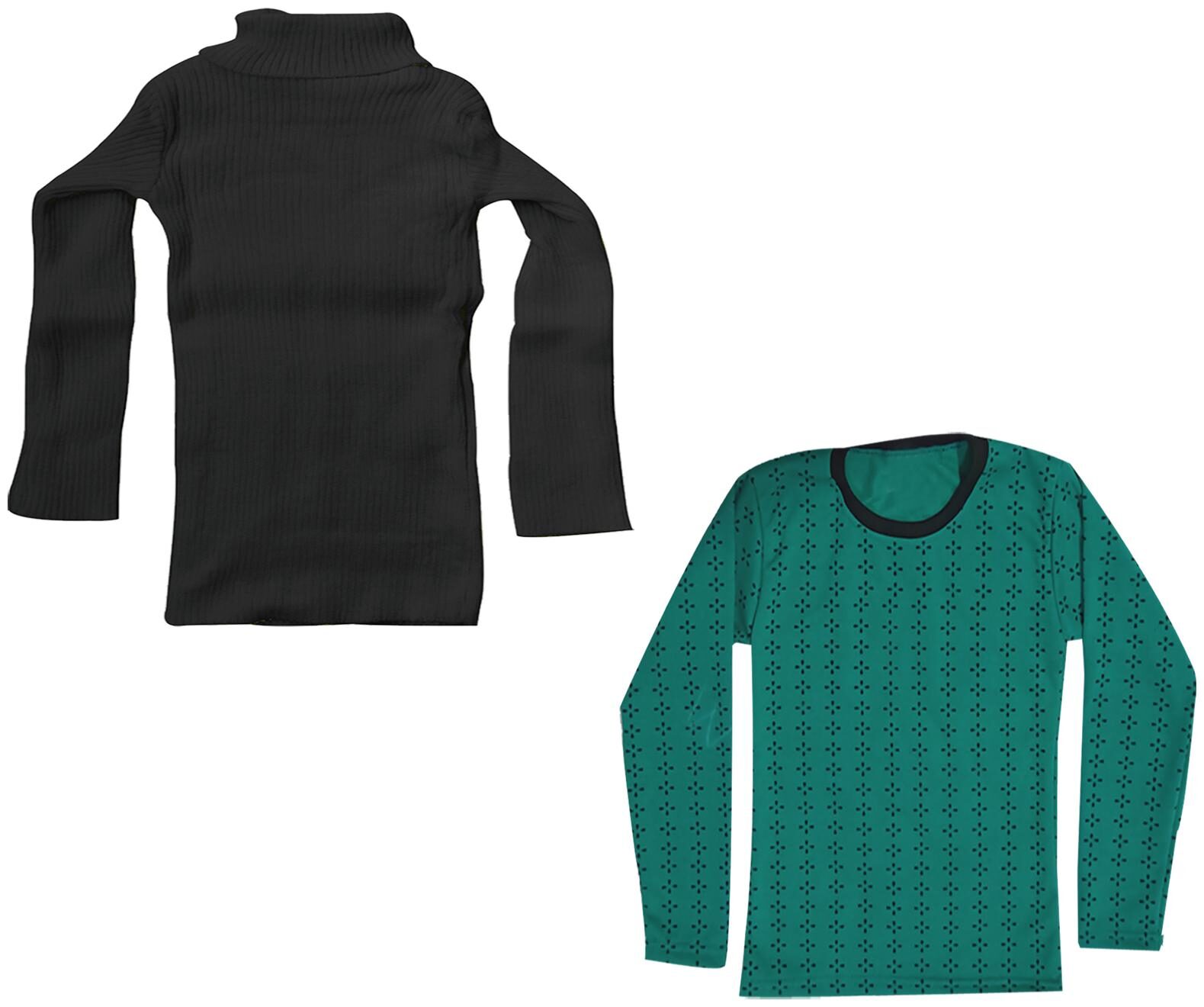 

Indiweaves Girl Wool Printed T shirt - Black Green