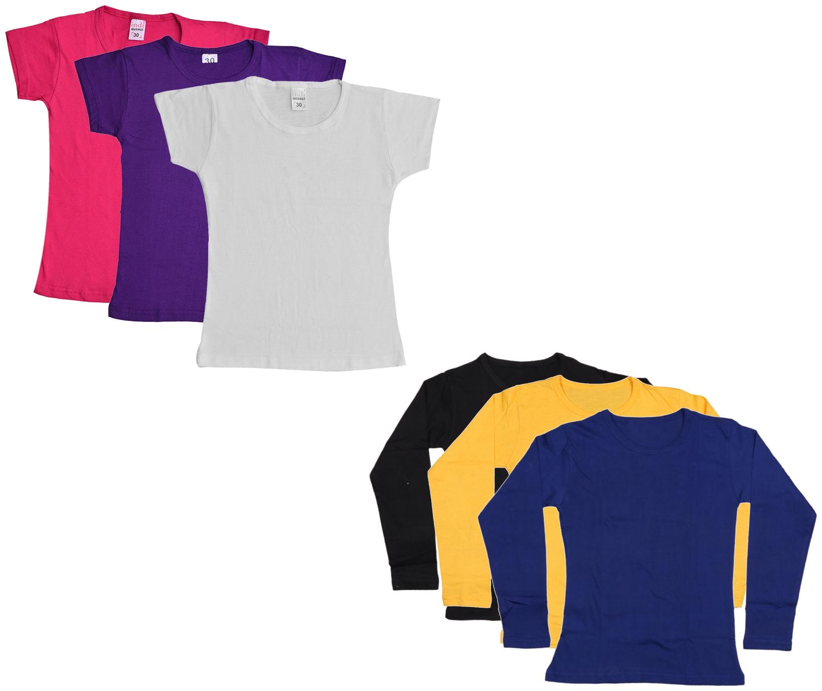 

Indiweaves Girl Cotton Solid T shirt - Multi