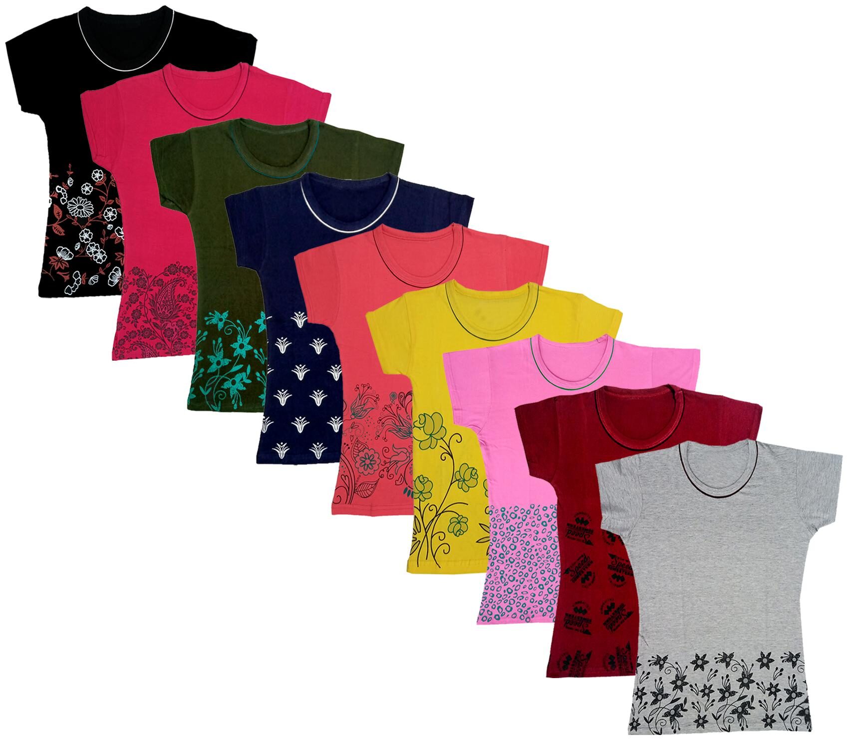 

Indiweaves Girl Cotton Printed T shirt - Multi