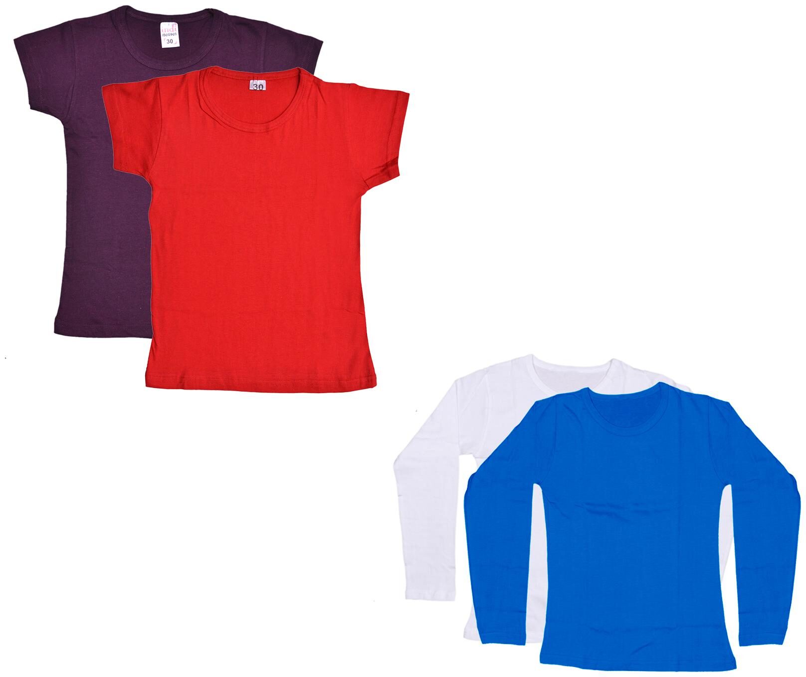 

Indiweaves Girl Cotton Solid T shirt - Multi