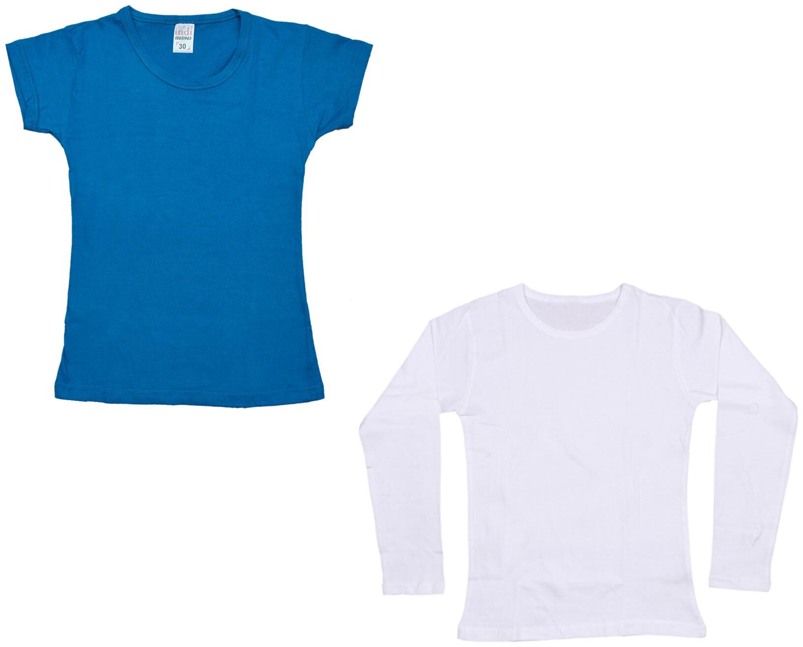 

Indiweaves Girl Cotton Solid T shirt - Multi