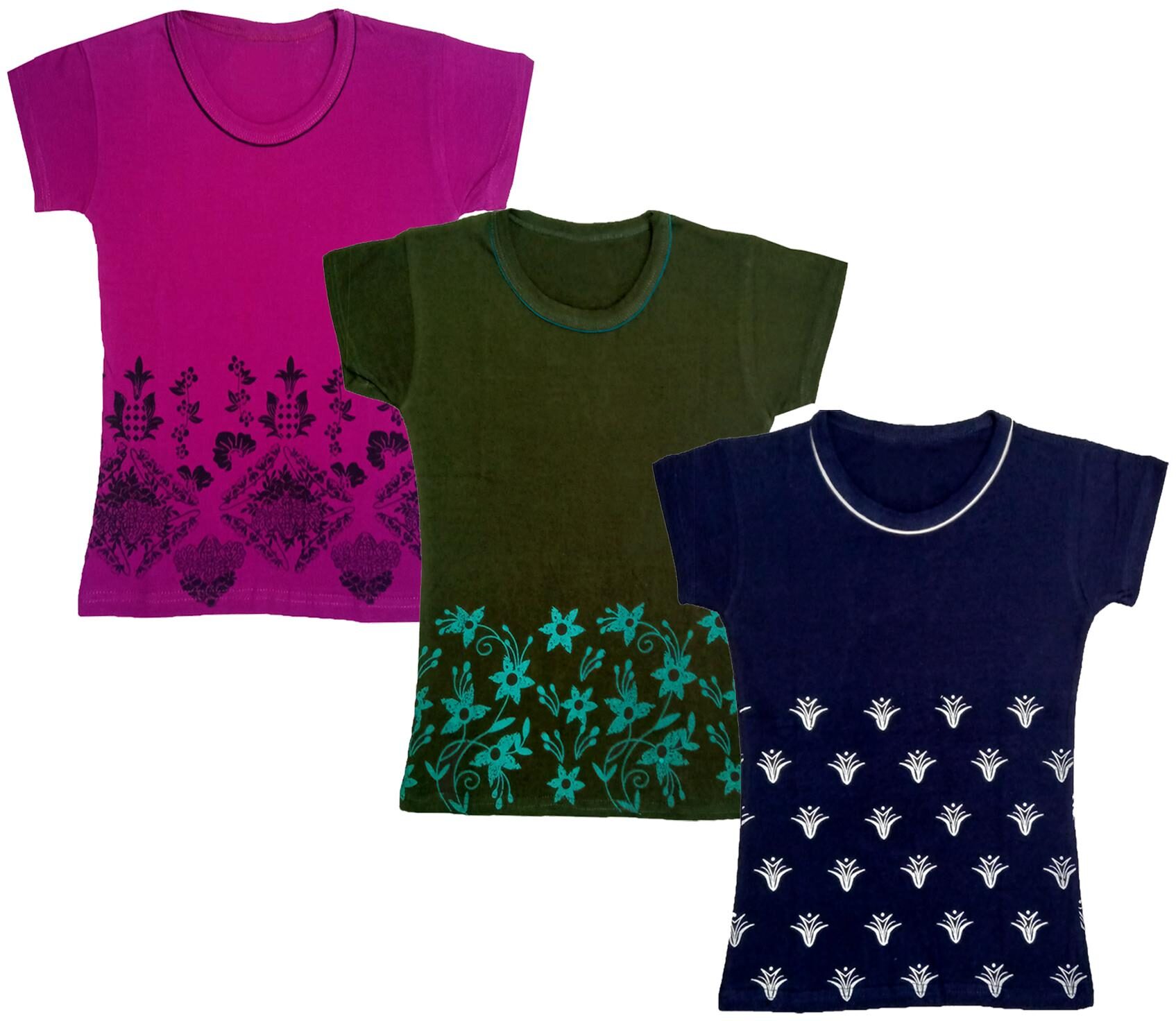 

Indiweaves Girl Cotton Printed T shirt - Multi