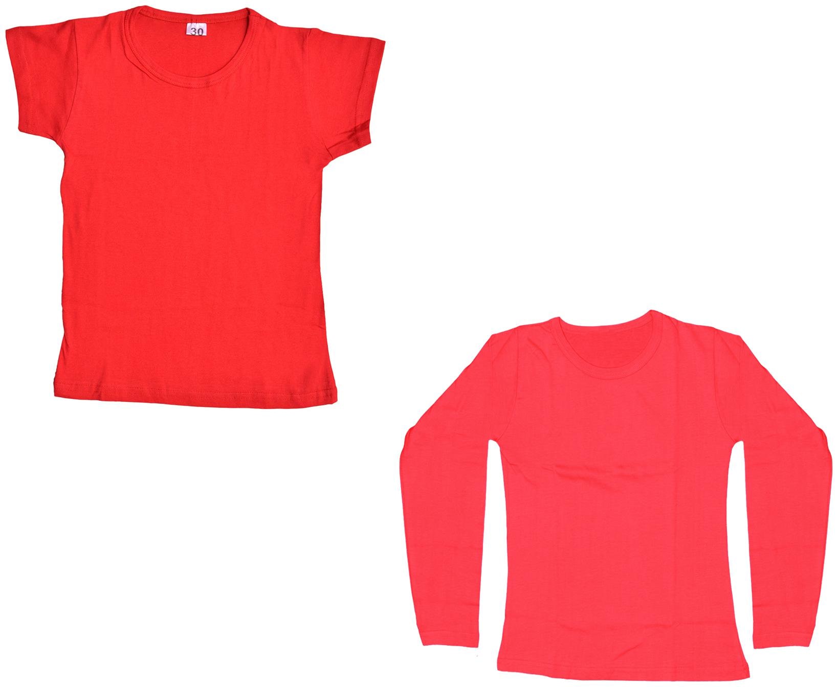 

Indiweaves Girl Cotton Solid T shirt - Red