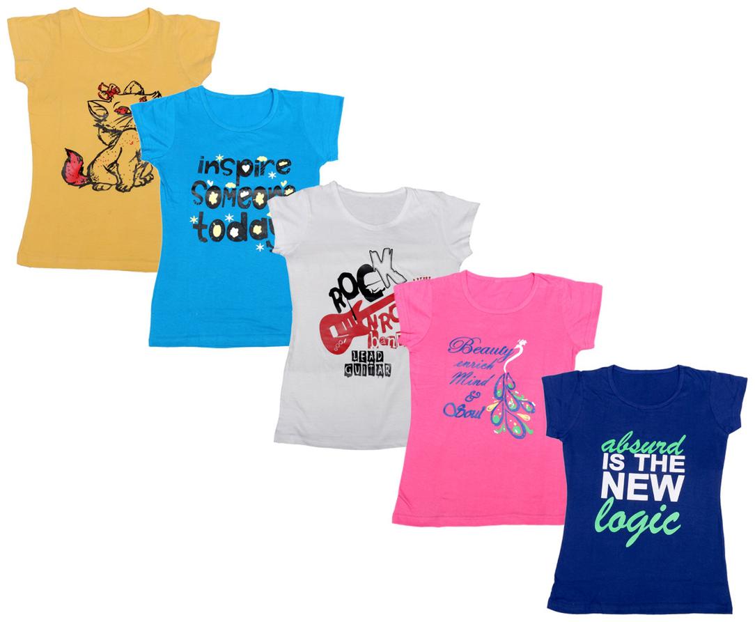 

Indiweaves Girl Cotton Printed T shirt - Multi