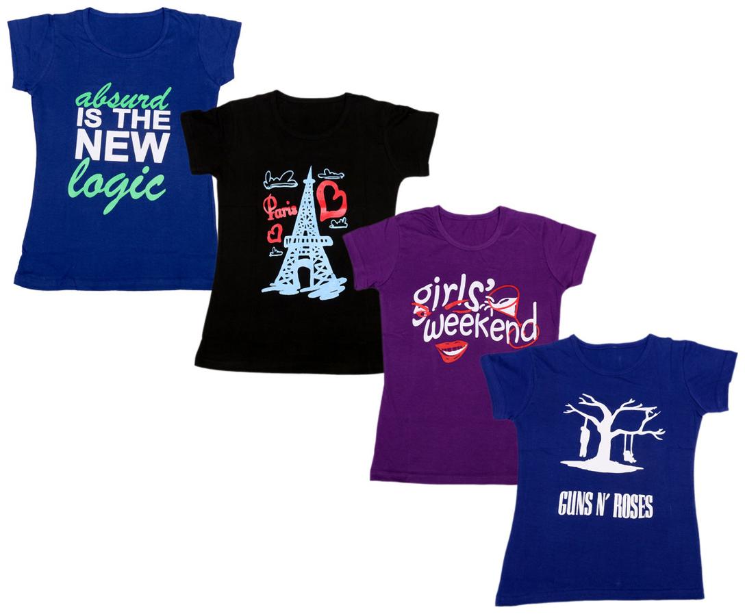 

Indiweaves Girl Cotton Printed T shirt - Blue