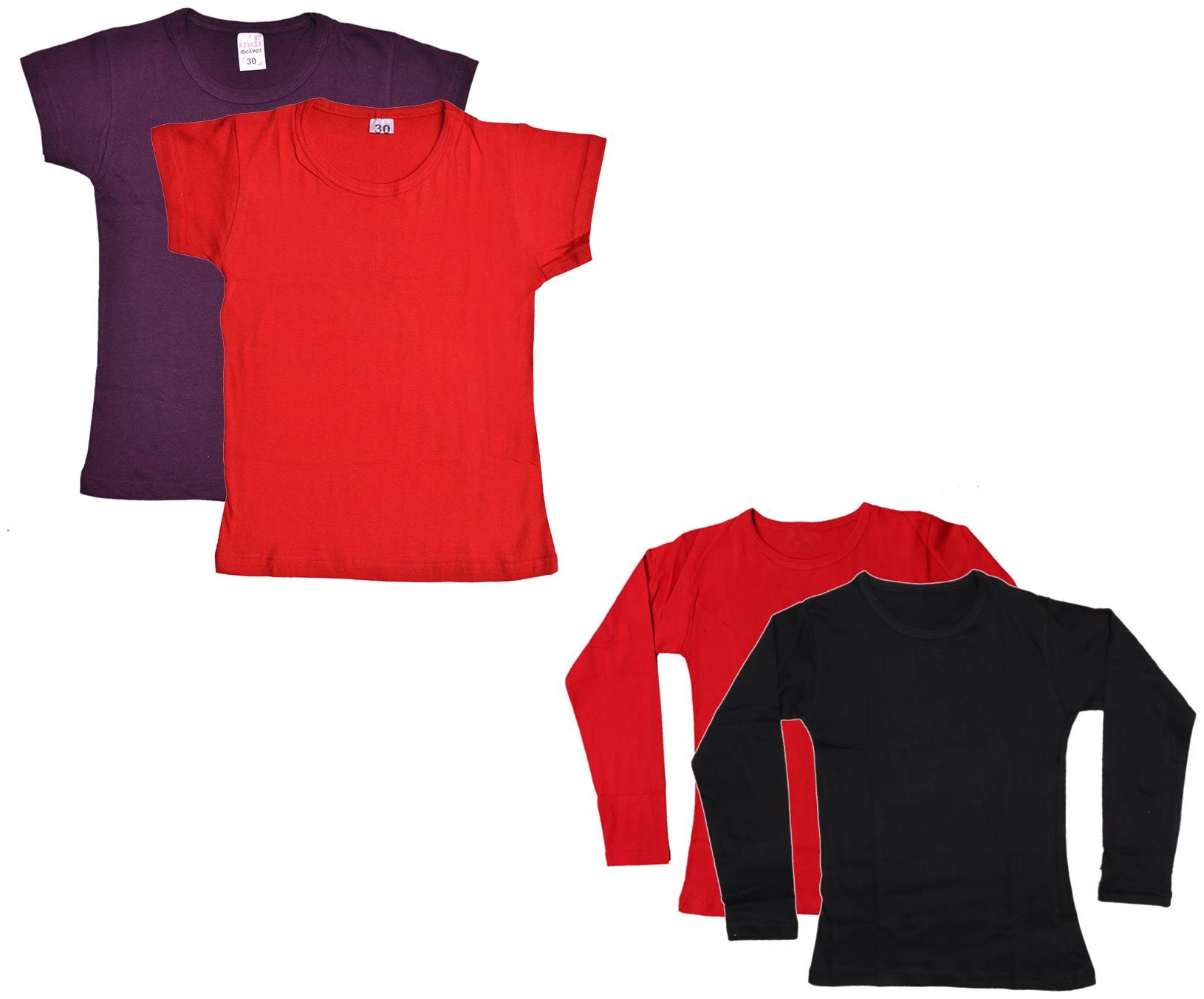 

Indiweaves Girl Cotton Solid T shirt - Multi