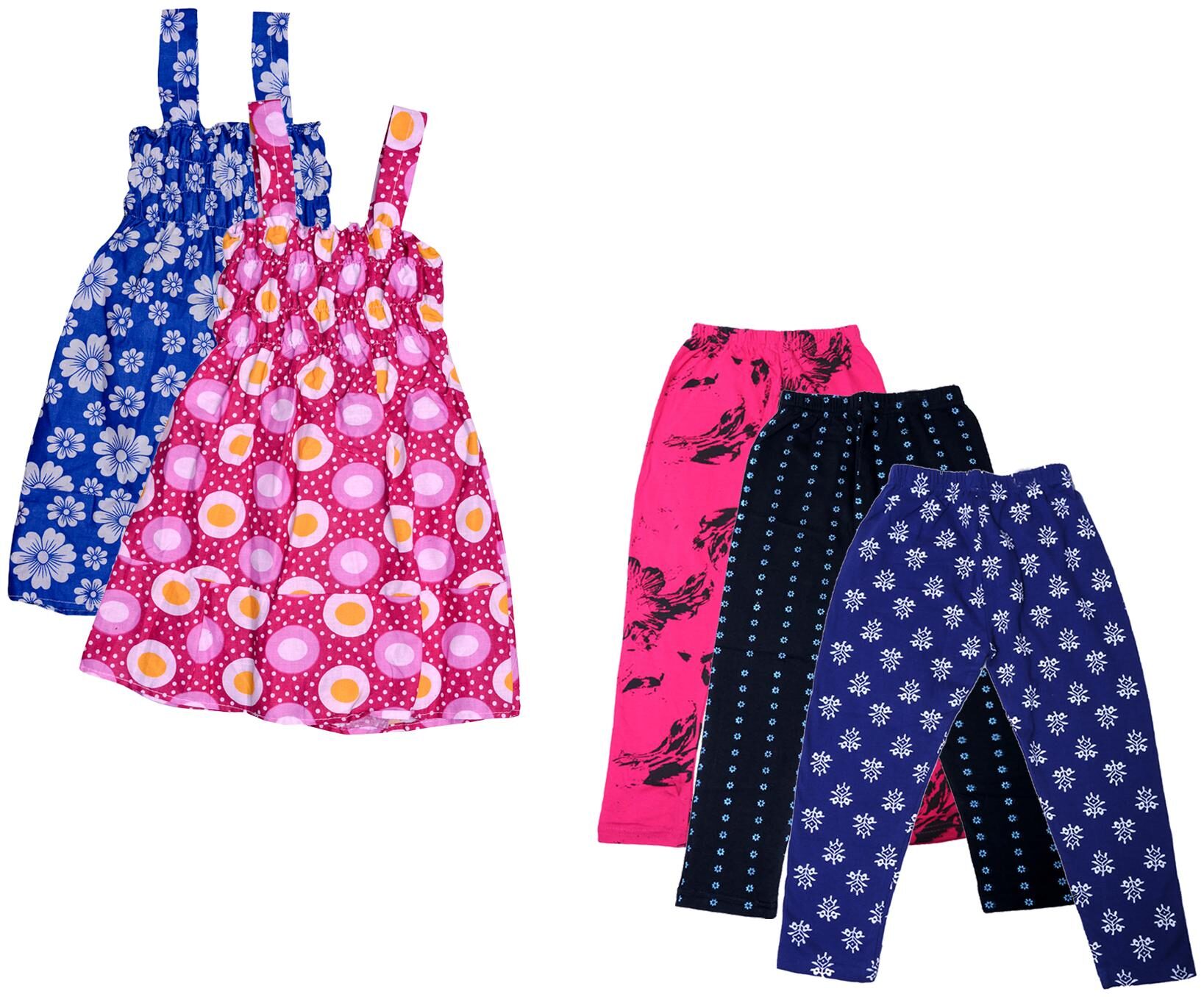 

Indiweaves Girl Cotton Top Bottom Set - Multi