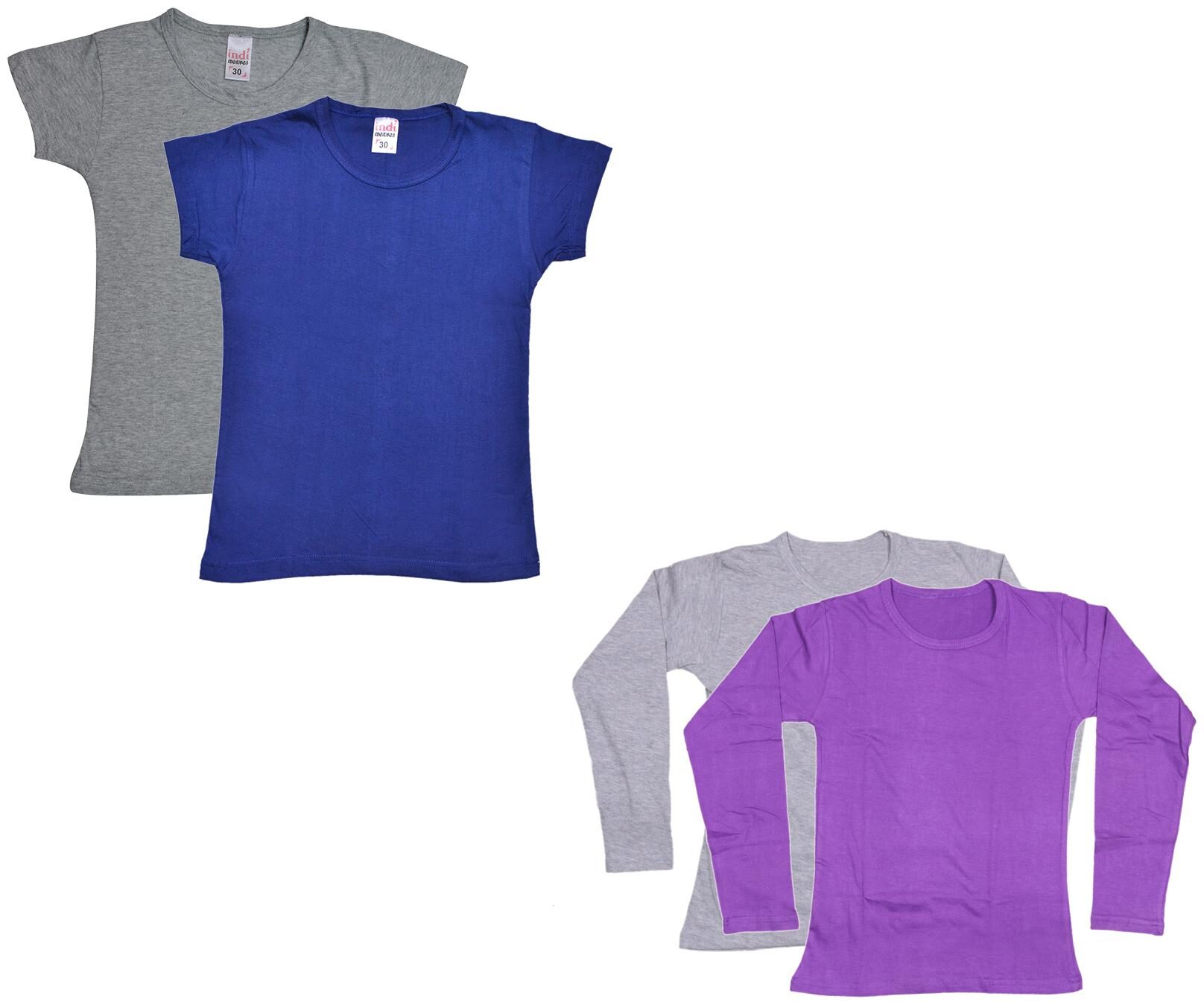 

Indiweaves Girl Cotton Solid T shirt - Multi