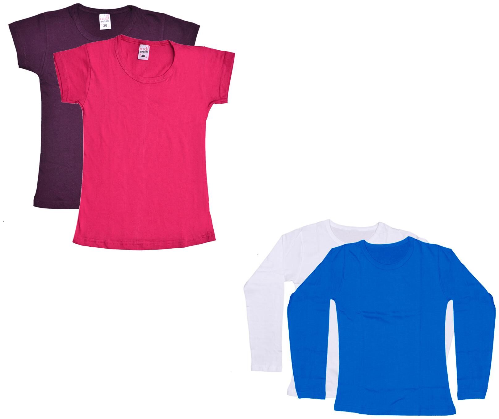 

Indiweaves Girl Cotton Solid T shirt - Multi