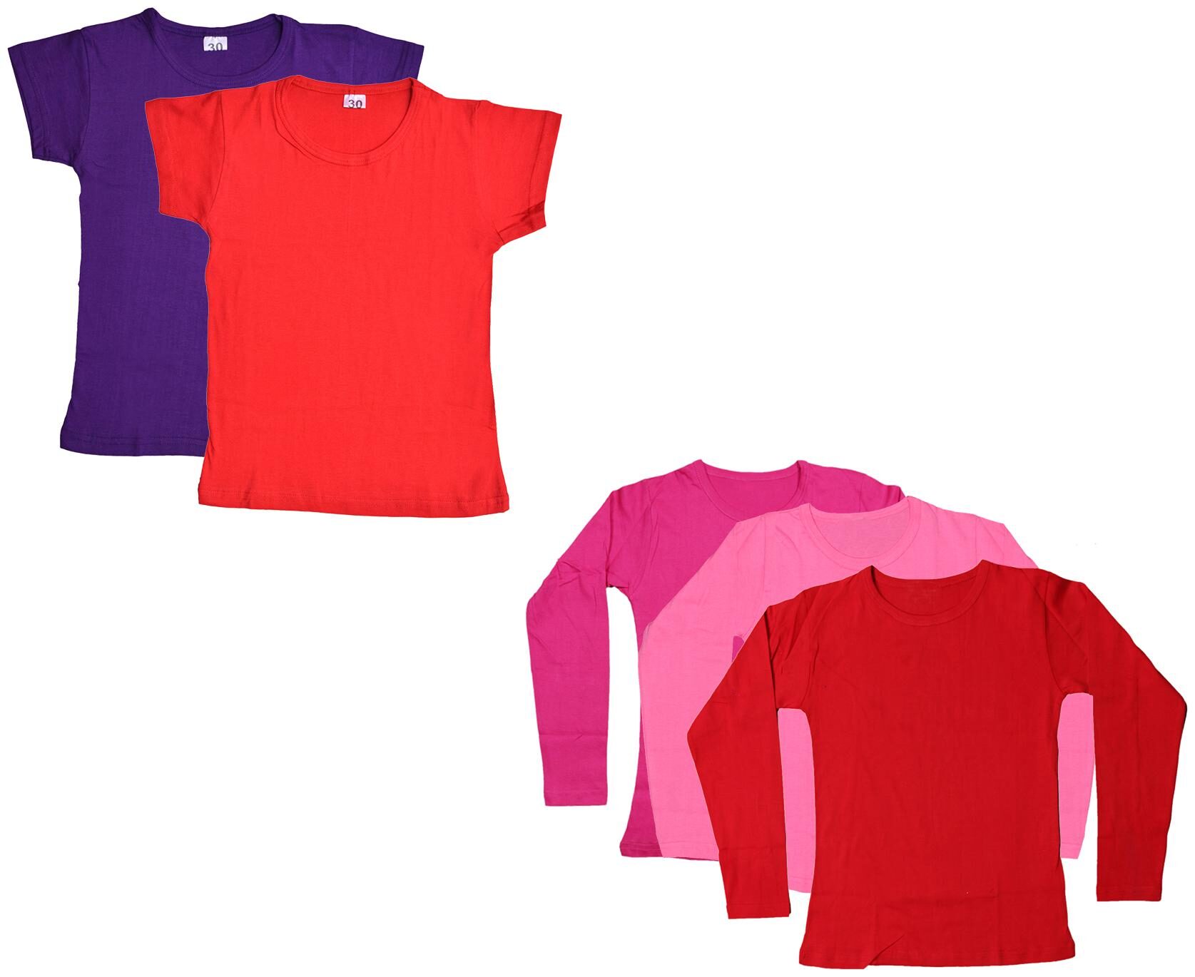

Indiweaves Girl Cotton Solid T shirt - Multi