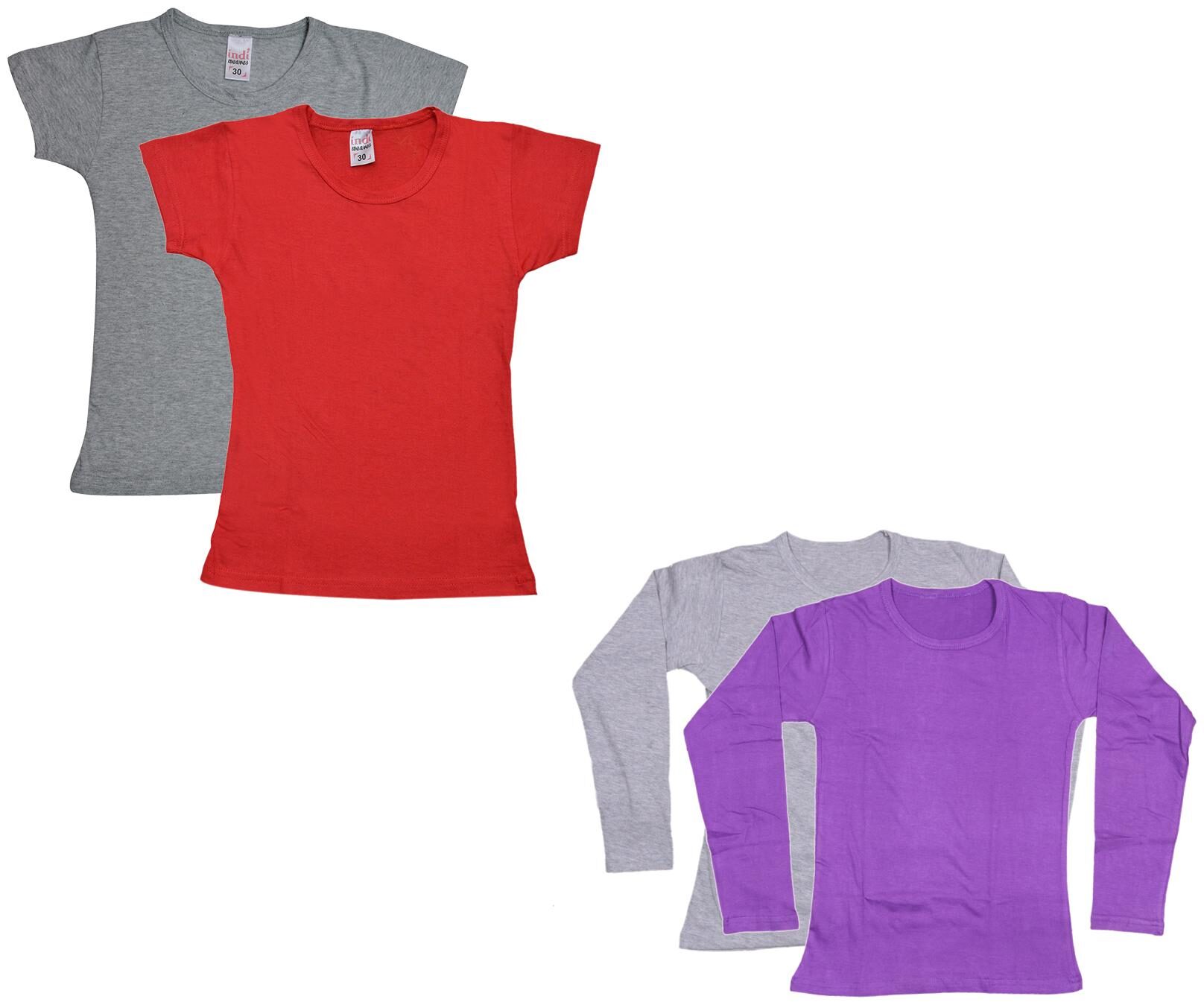 

Indiweaves Girl Cotton Solid T shirt - Multi