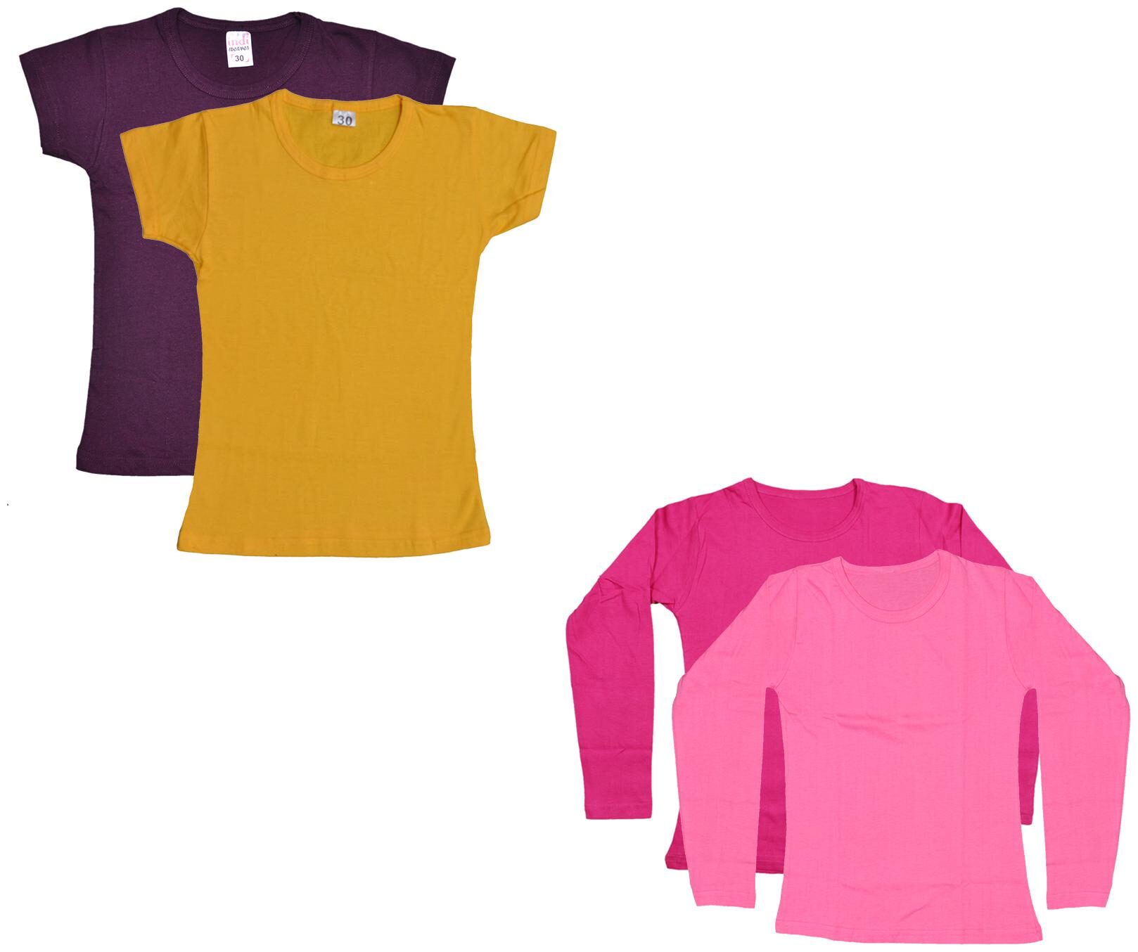 

Indiweaves Girl Cotton Solid T shirt - Multi