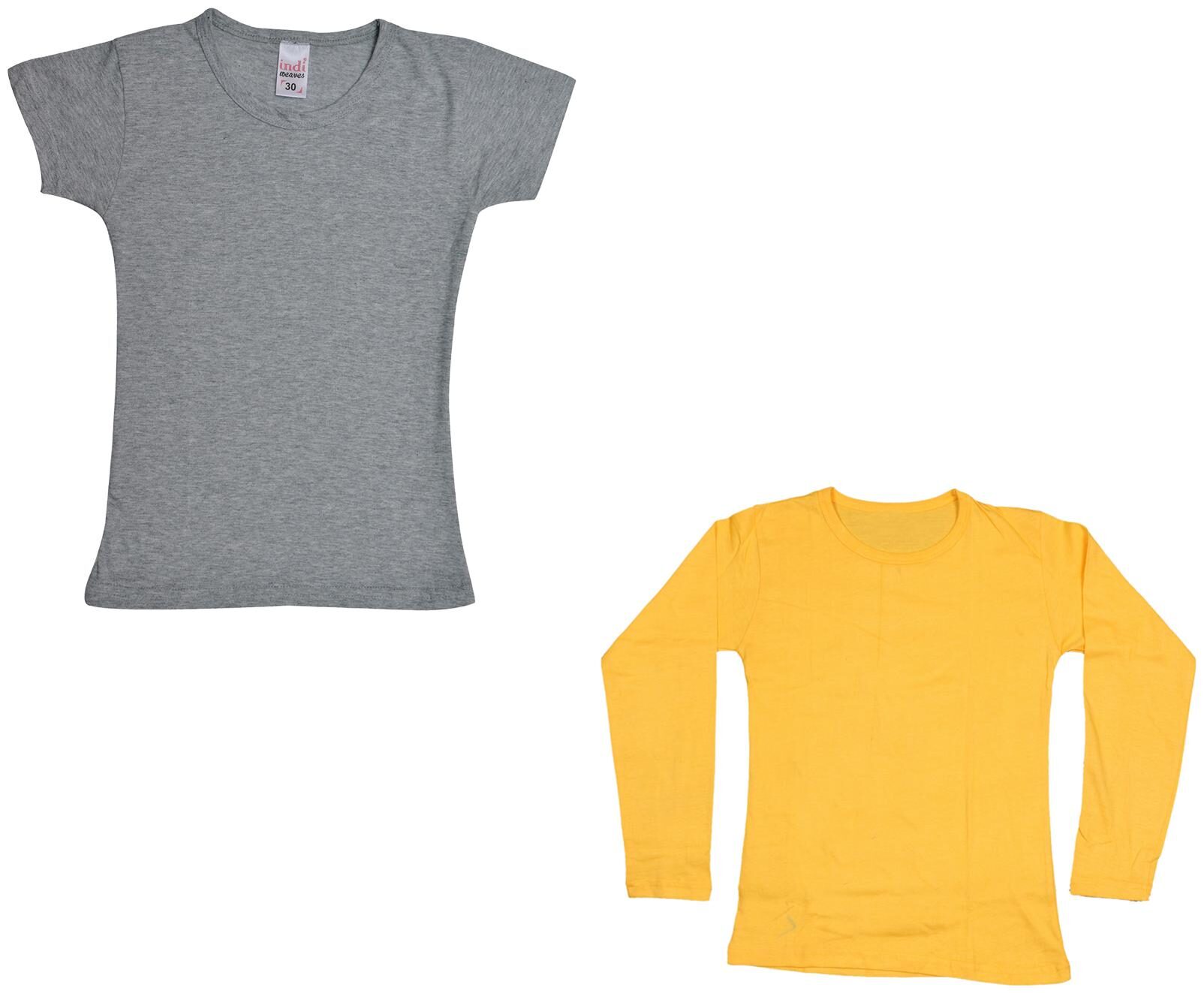 

Indiweaves Girl Cotton Solid T shirt - Multi