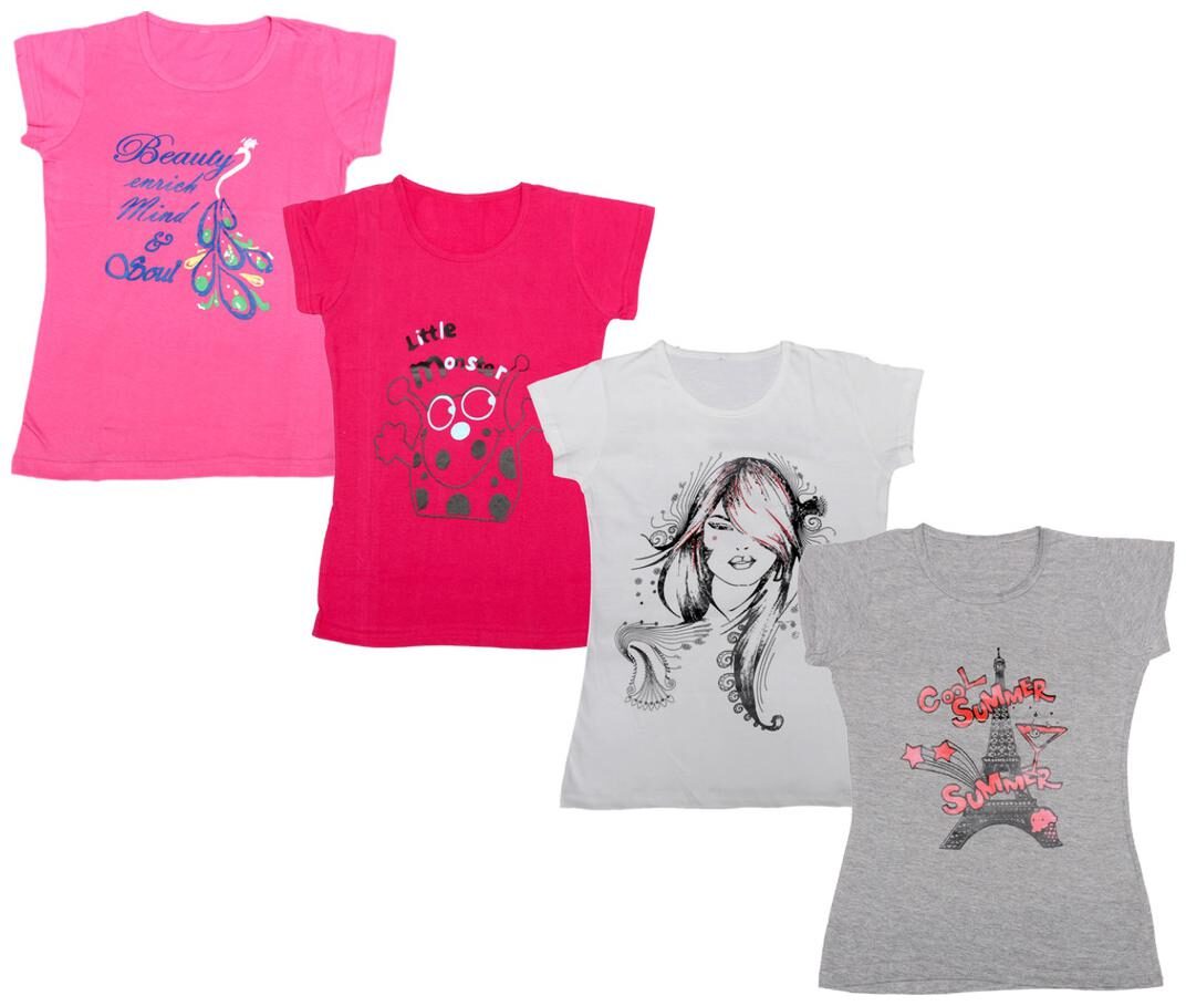 

Indiweaves Girl Cotton Printed T shirt - Multi