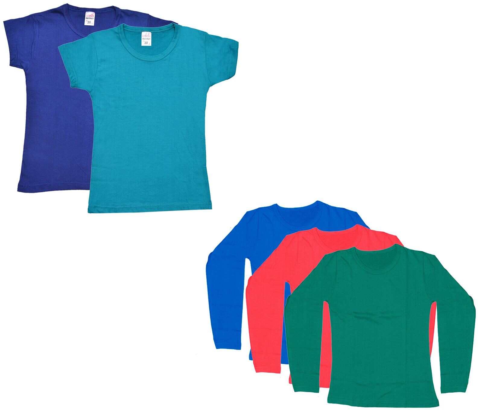 

Indiweaves Girl Cotton Solid T shirt - Multi