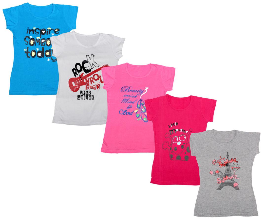 

Indiweaves Girl Cotton Printed T shirt - Multi