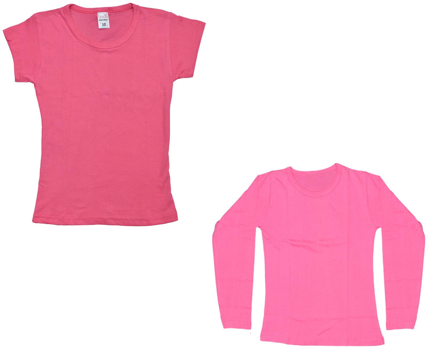 

Indiweaves Girl Cotton Solid T shirt - Multi