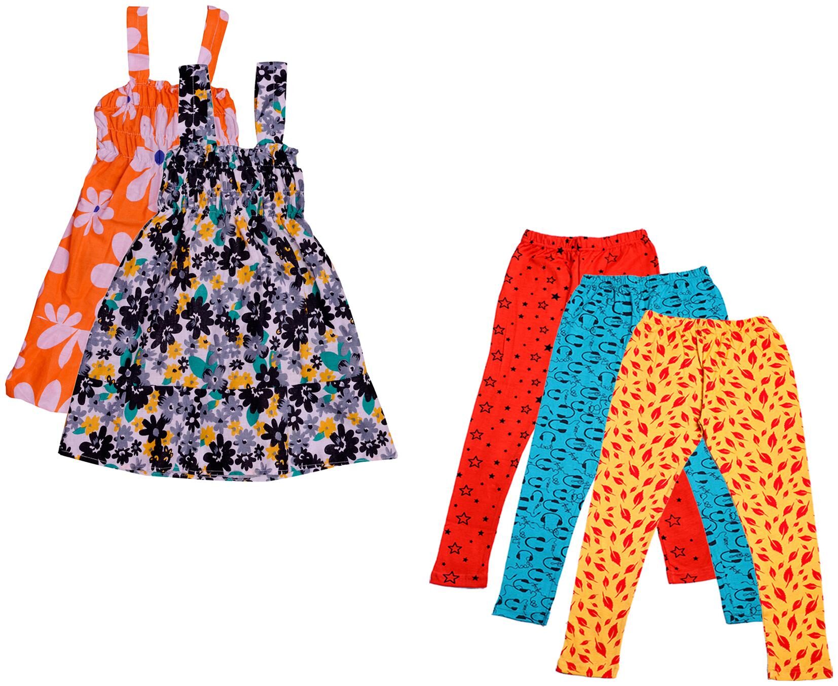 

Indiweaves Girl Cotton Top Bottom Set - Multi