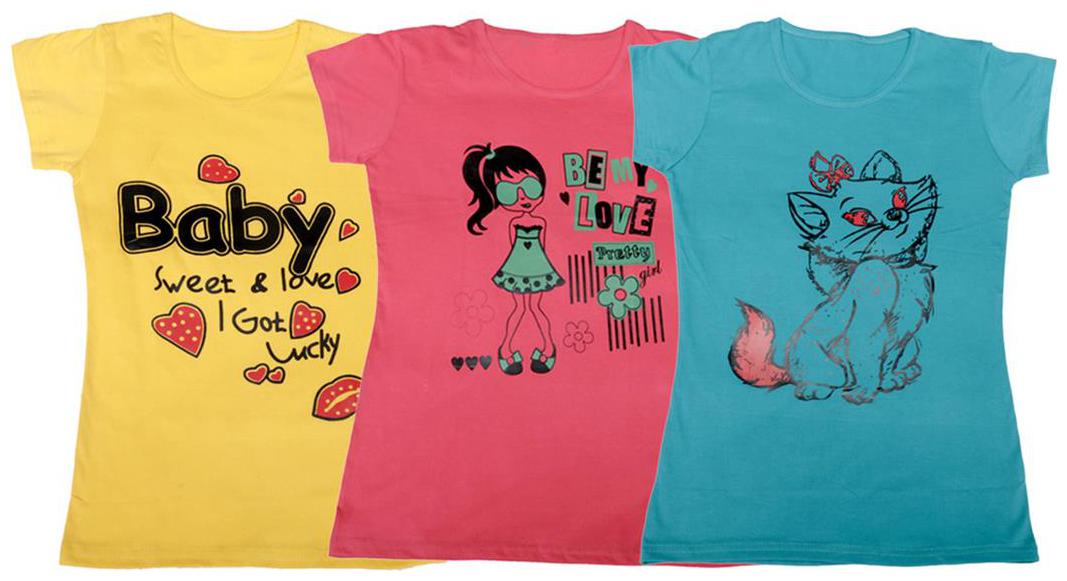 

Indiweaves Girl Cotton Solid T shirt - Multi
