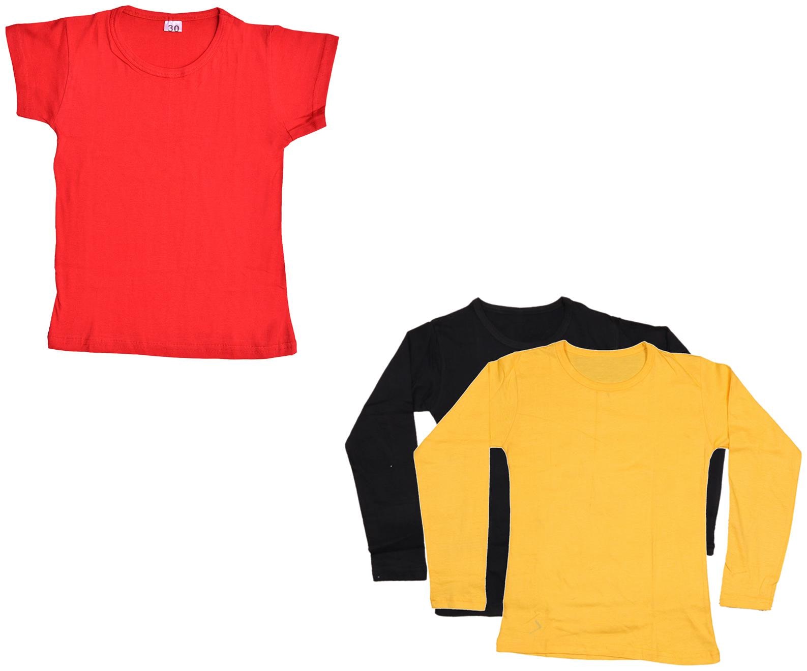 

Indiweaves Girl Cotton Solid T shirt - Multi