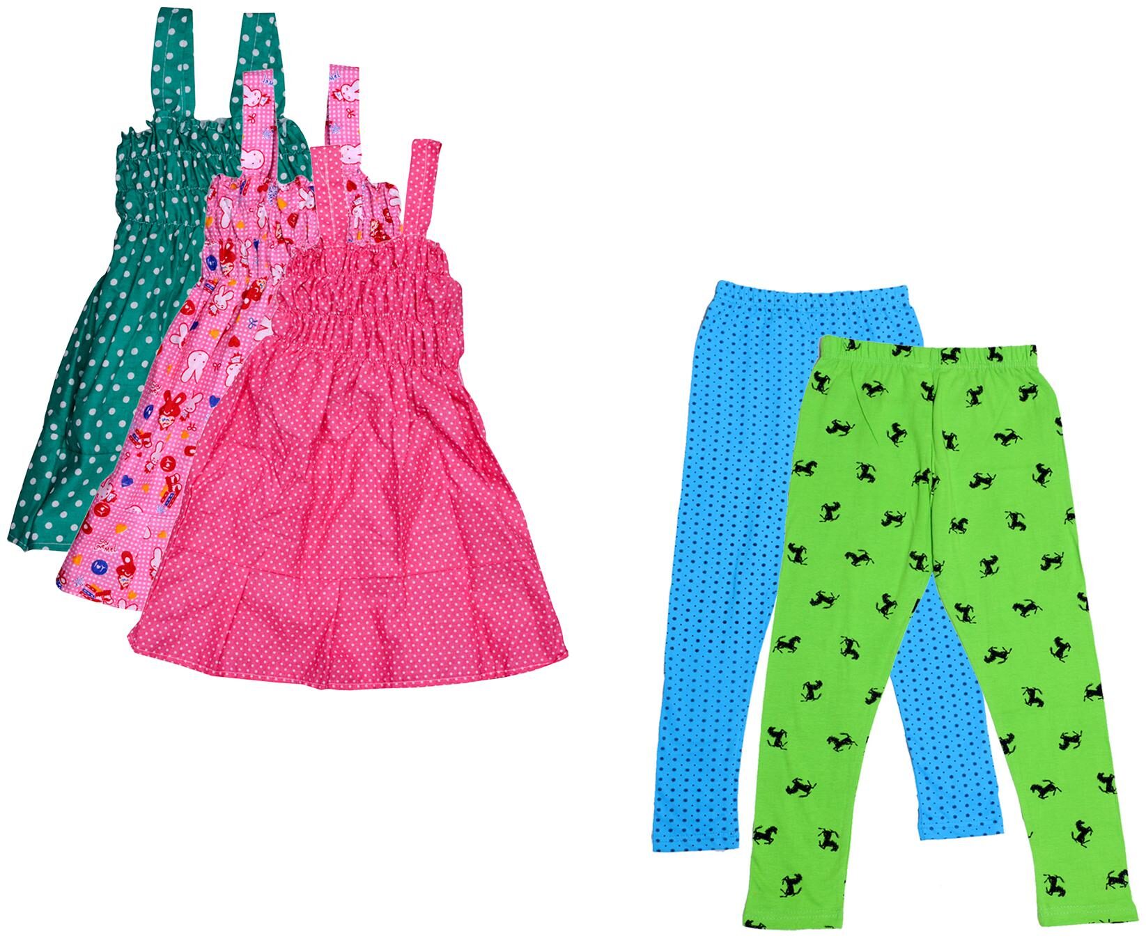 

Indiweaves Girl Cotton Top Bottom Set - Multi